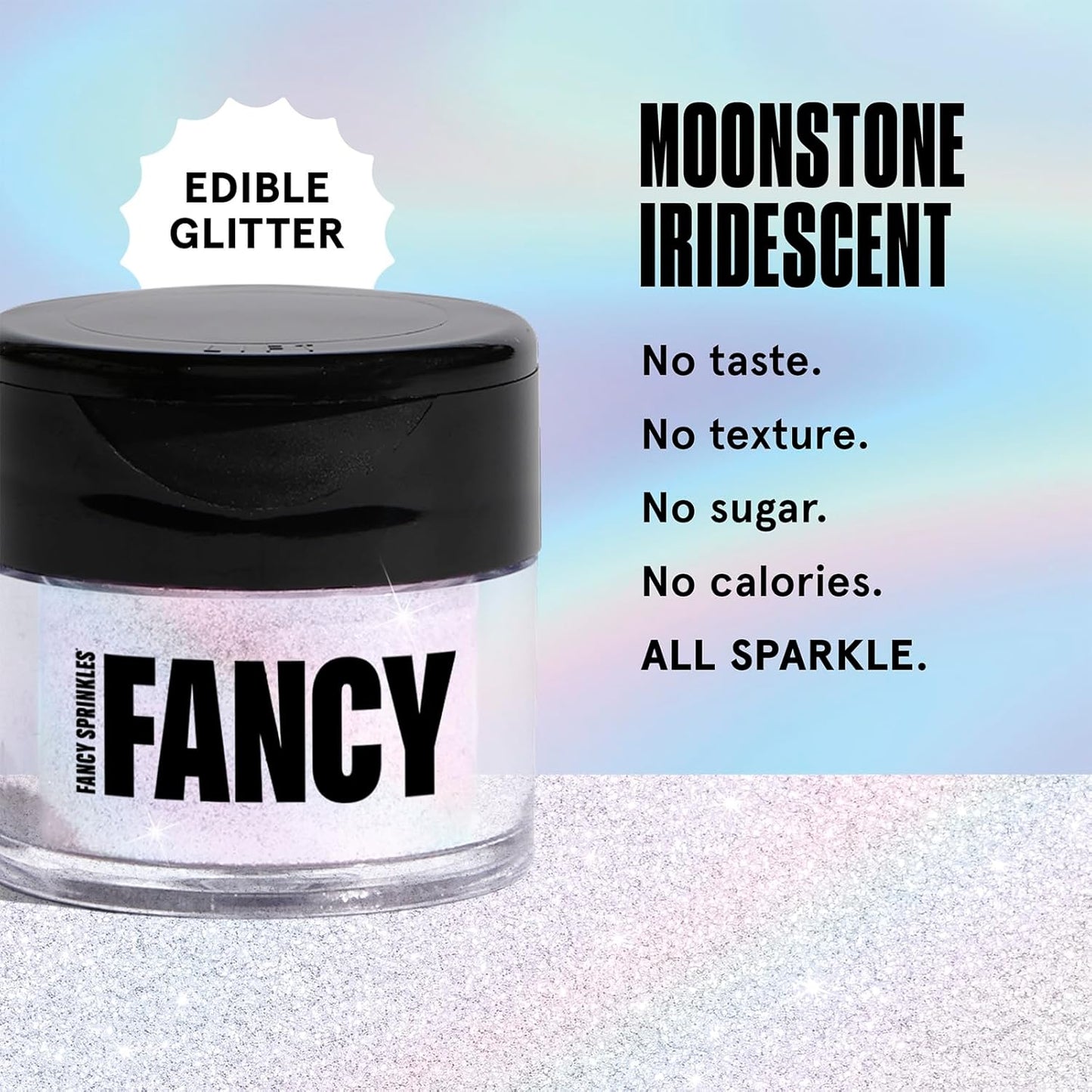 Fancy Sprinkles Moonstone Iridescent Edible Glitter Set, 100% Edible Glitter for Sparkling Food & Drinks, No Taste or Texture, (3 jars Of Moonstone Iridescent, 4gm each)