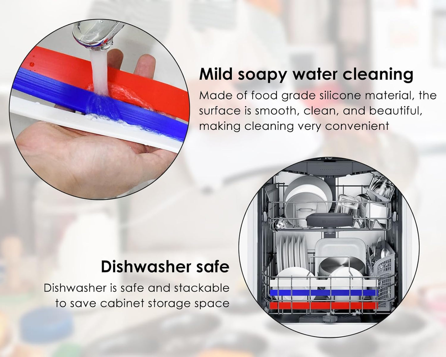 Rolling Pin Guides for Dough Thickness 6 Pieces Silicone Leveler Sticks Measuring Strips for Pastry, Cookie, etc. Baking Accessories