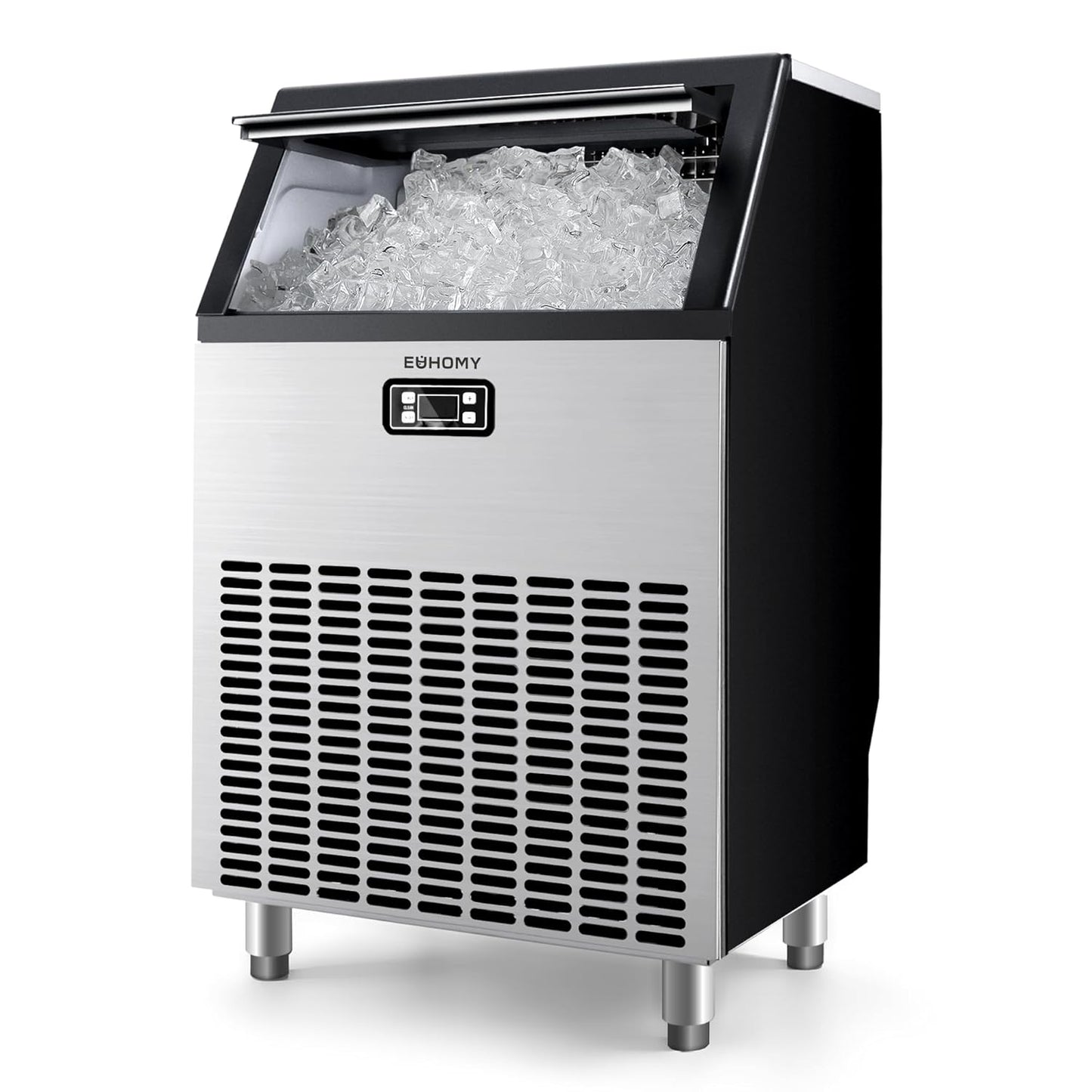 EUHOMY Commercial Ice Maker Machine, 200lbs Daily Output, Under Counter ice Machine with 65lbs Ice Storage Capacity, Perfect for Home/Bar/Restaurant/Outdoor Activities(Stainless Steel)