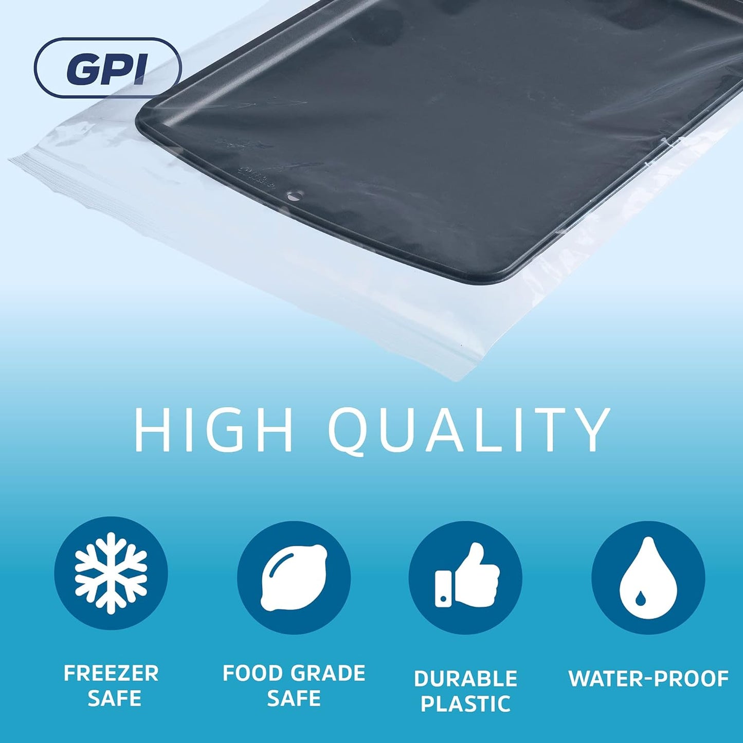 GPI Pack of 100, 2 Gallon, 13" X 15" Clear Plastic Reclosable Zip Bags - Bulk 2 Mil, Large, Strong & Durable Poly Baggies with Resealable Zip Top Lock for Travel, Storage, Packaging & Shipping.