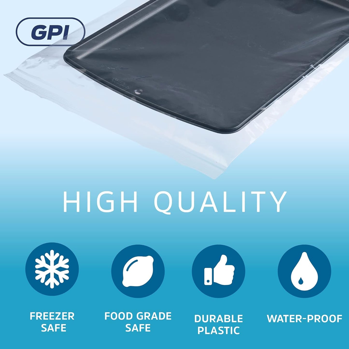 GPI Pack of 100, 12" X 18" Clear Plastic Reclosable Zip Bags - Bulk 2 Mil Thick Strong & Durable Poly Baggies with Resealable Zip Top Lock for Travel, Storage, Packaging & Shipping