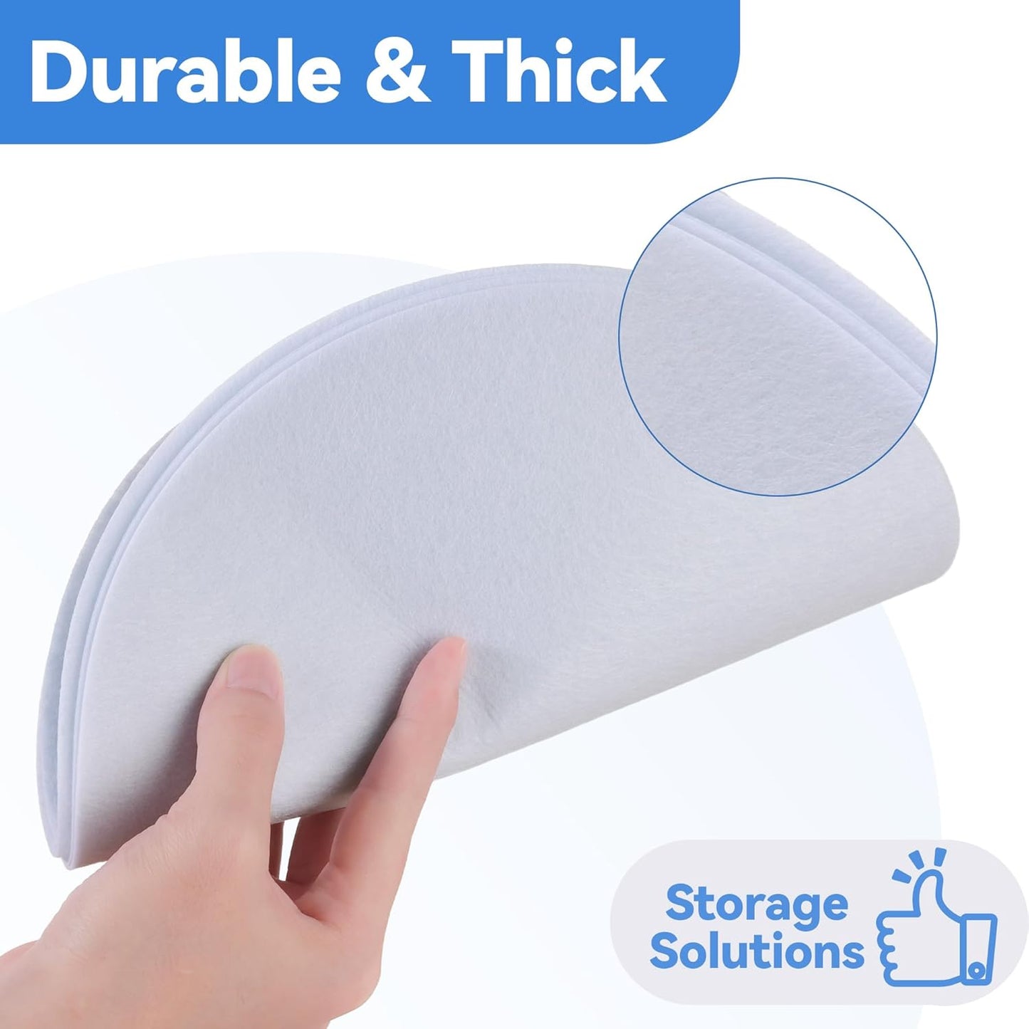 Imncya Plate China Storage Dividers, 150-Piece with 3 Different Sizes, Thick and Premium Soft Felt Plate Dividers for China, Dish, Coffee Saucers Protecting and Stacking - White