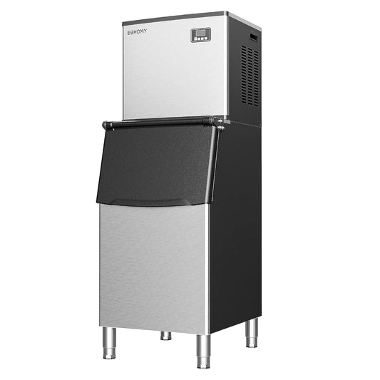 EUHOMY Commercial Ice Maker Machine 500Lbs/24H, SECOP Compressor&ETL Approval, Industrial Ice Machine, 250Lbs Storage, Ice Ready in 8-15 min, Stainless Steel Ice Maker for Bar/Cafe/Restaurant/Business