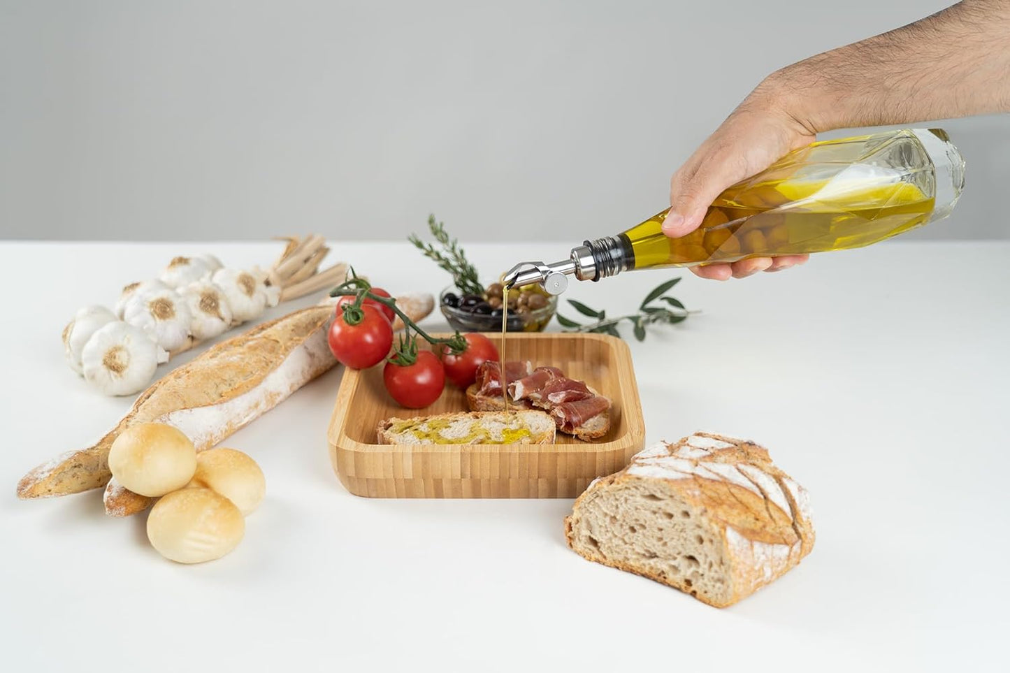 FYGO Diamond Lux Olive Oil Bottle Dispenser - Olive Oil Container- Oil and Vinegar Dispenser Set with Pourer and Funnel - Glass Olive Oil Dispenser Bottle for Kitchen - 350ml - Set of 2