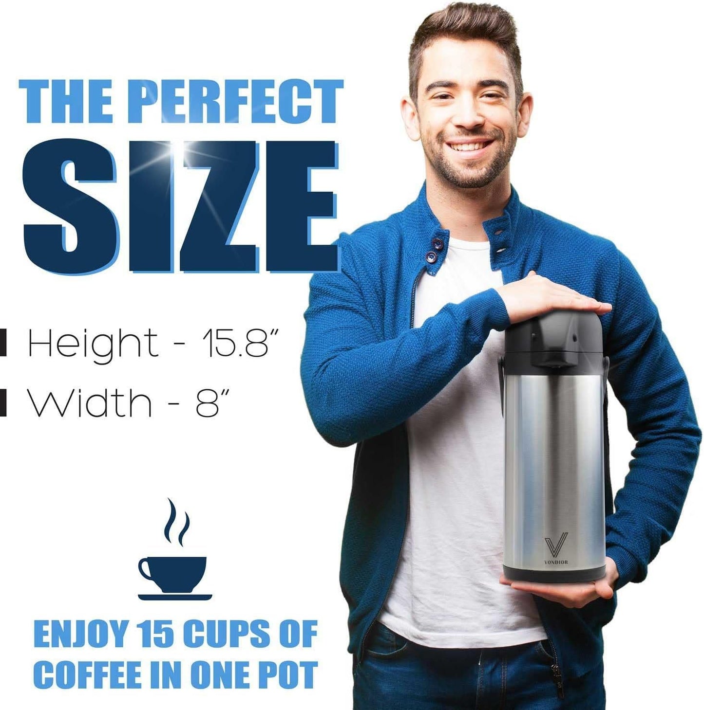 Coffee Carafe for Keeping Hot - 102oz/3L Airpot Coffee Dispenser with Pump - Insulated Stainless Steel Hot Beverage Dispenser for Parties - Thermal Carafe for Hot Drinks Water Tea Chocolate