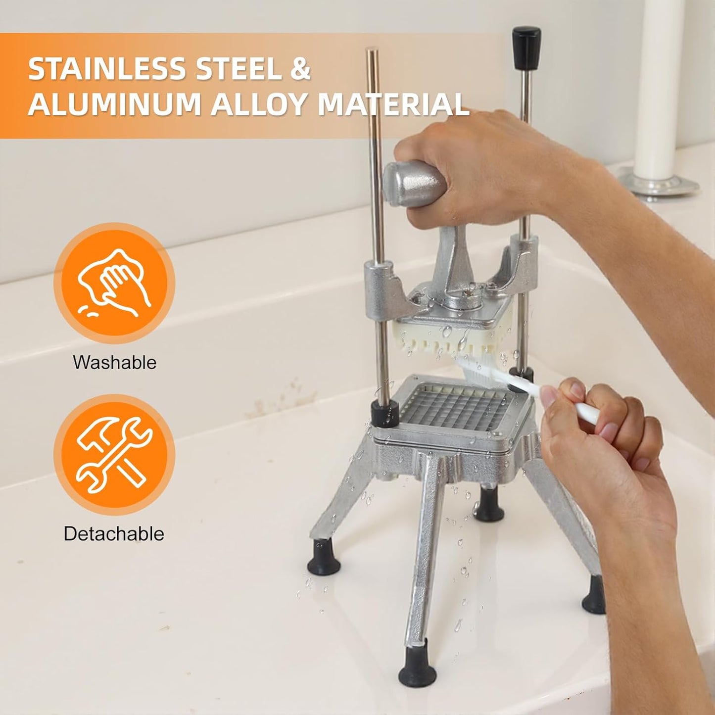 Commercial Vegetable Fruit Chopper, Heavy Duty Professional Food Dicer with 1/4" Blade, French Fry Cutter, Fruit Slicer for Restaurants & Home Kitchen