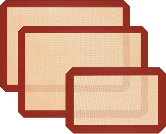 Silicone Baking Mat, 3 Pack Reusable Baking Mat, Non-Stick, Food Safe Silicone Mats for Baking, Oven Baking Sheet for Making Cookies, Macaroons, Bread