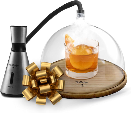 Cocktail Smoker Kit – Whiskey Smoker Glass Dome Infuser for Old Fashioned – Crafty Mixologist Smoking Kit with Torch, Wood Plate & Flavored Chips – Smoker for Drinks