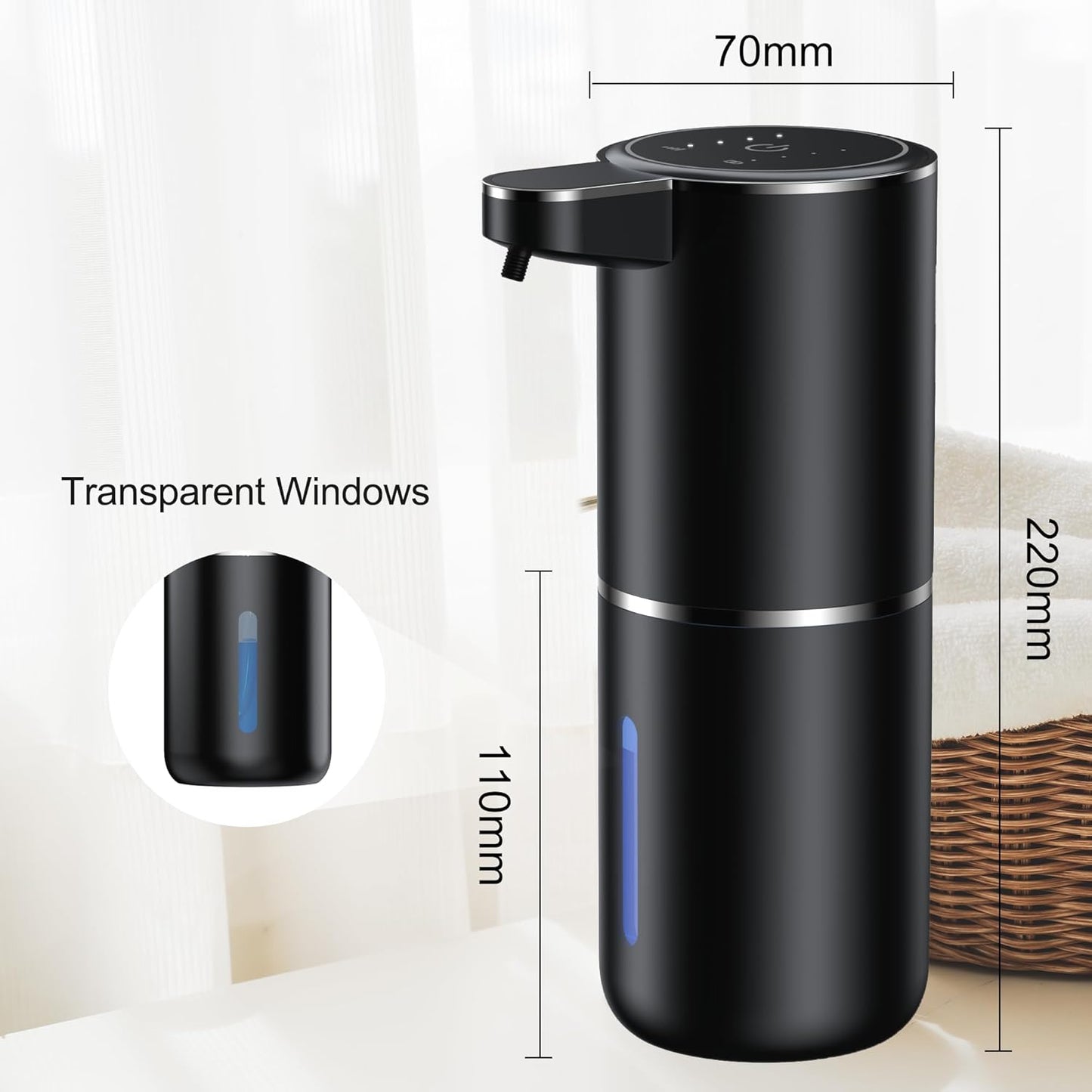 Automatic soap Dispenser touchless Automatic Liquid Soap Dispenser 4 Adjustable 1200mAh Soap Dispensing Levels Wall Mount for Kitchen and Bathroom