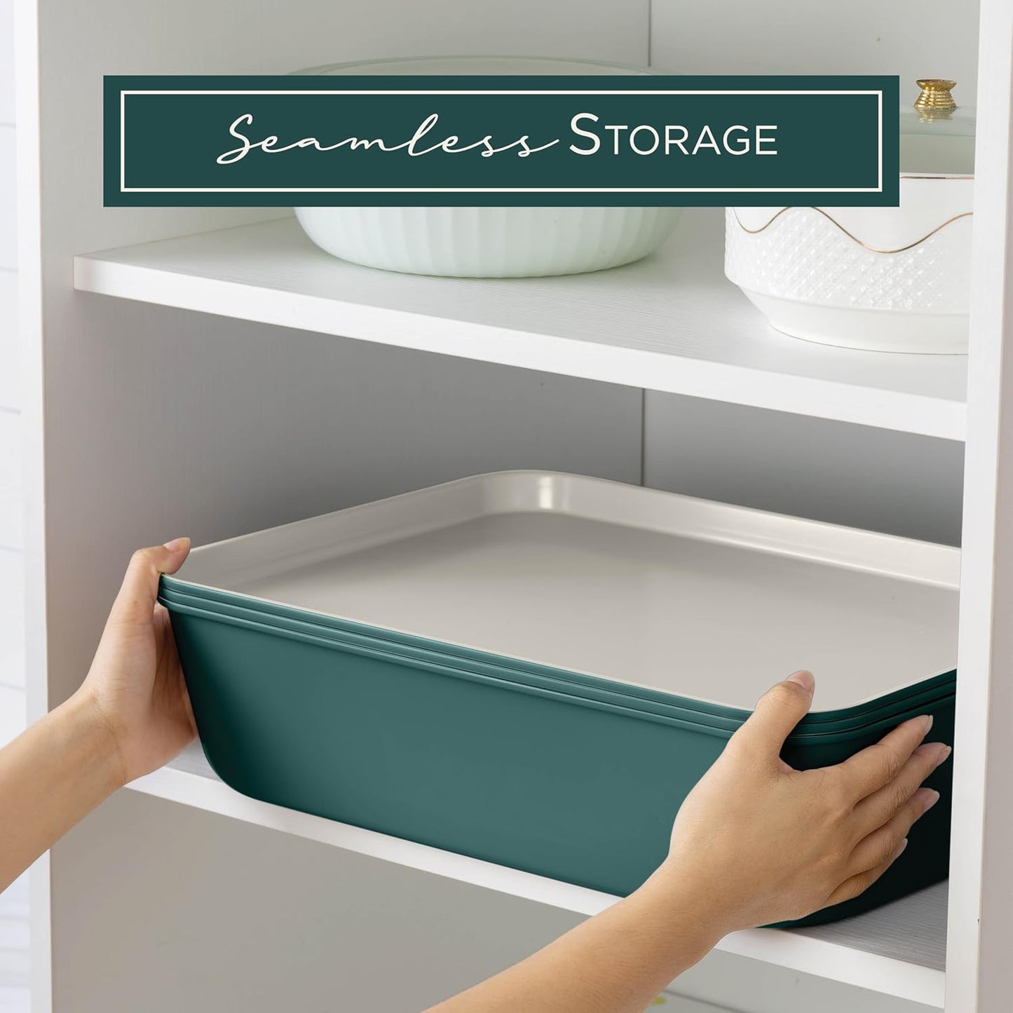 Country Kitchen Nonstick Stackable Bakeware Set - Deluxe Heavy Duty, Durable, Easy Release Baking Set, Sage, 13 Pcs