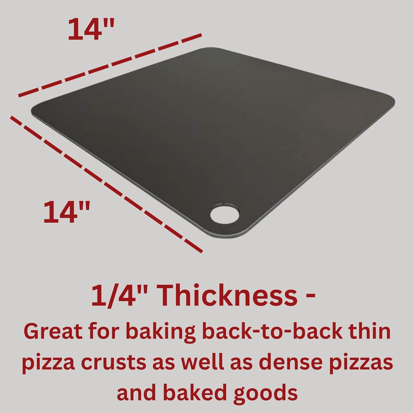 14" by 14" Pizza Steel (1/4" Thickness) - Multipurpose Cooking Steel for Ovens & Grills - Made in the USA