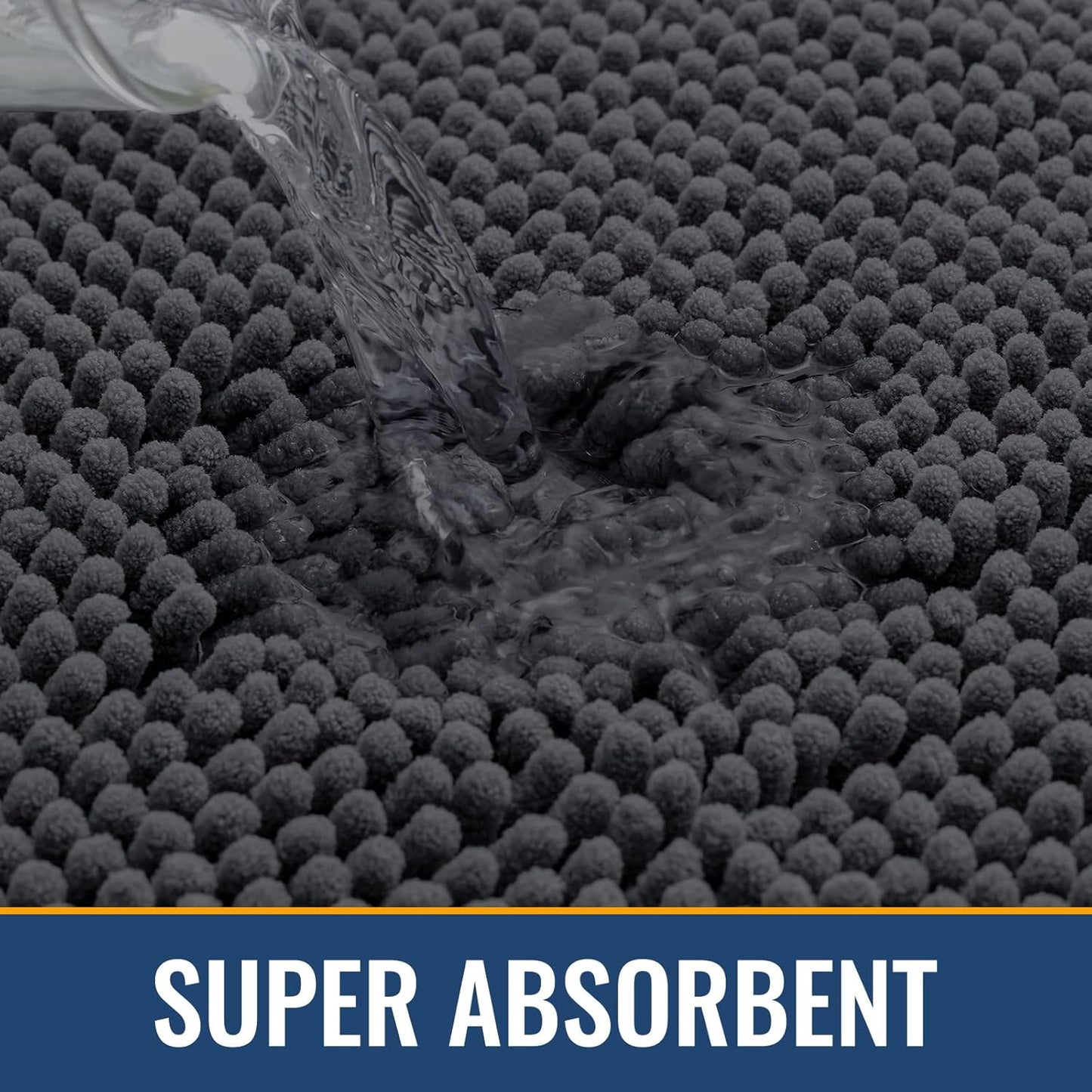 Arotive Bathroom Rugs 30x20, Extra Soft Absorbent Shaggy Chenille Bath Rugs, Machine Washable Rubber Backing Non-Slip Bath Mats for Bathroom Floor Tub and Shower, Home Decor Accessories, Dark Grey