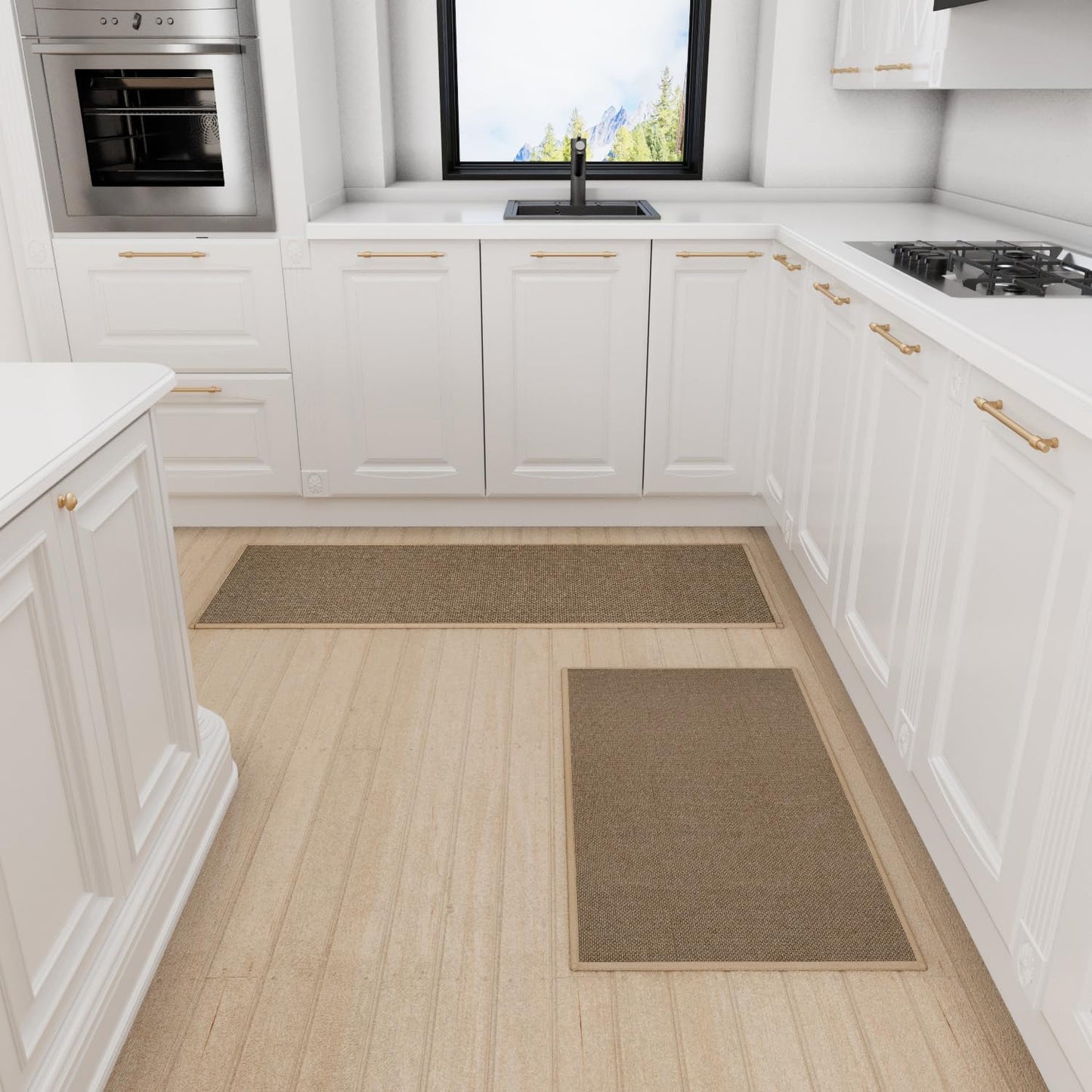 Kitchen Mat 1 PCS, Cushioned Non Slip Rugs for Kitchen Floor, Absorbent Runner Comfort Standing Mats Washable for Kitchen, Office, Home (Brown, 17.3"x30")