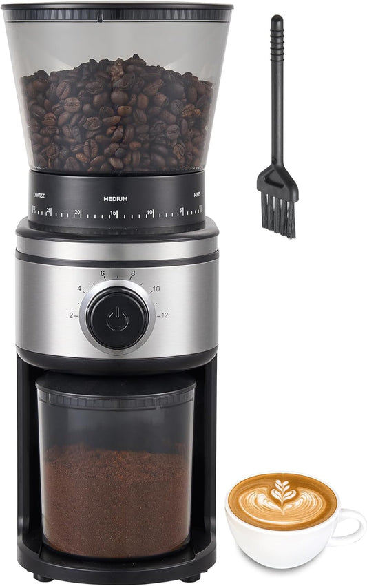 Coffee Grinder, Electric Conical Burr Grinder with 30 Grind Settings for 2-12 Cups, Adjustable Burr Mill for Home Use