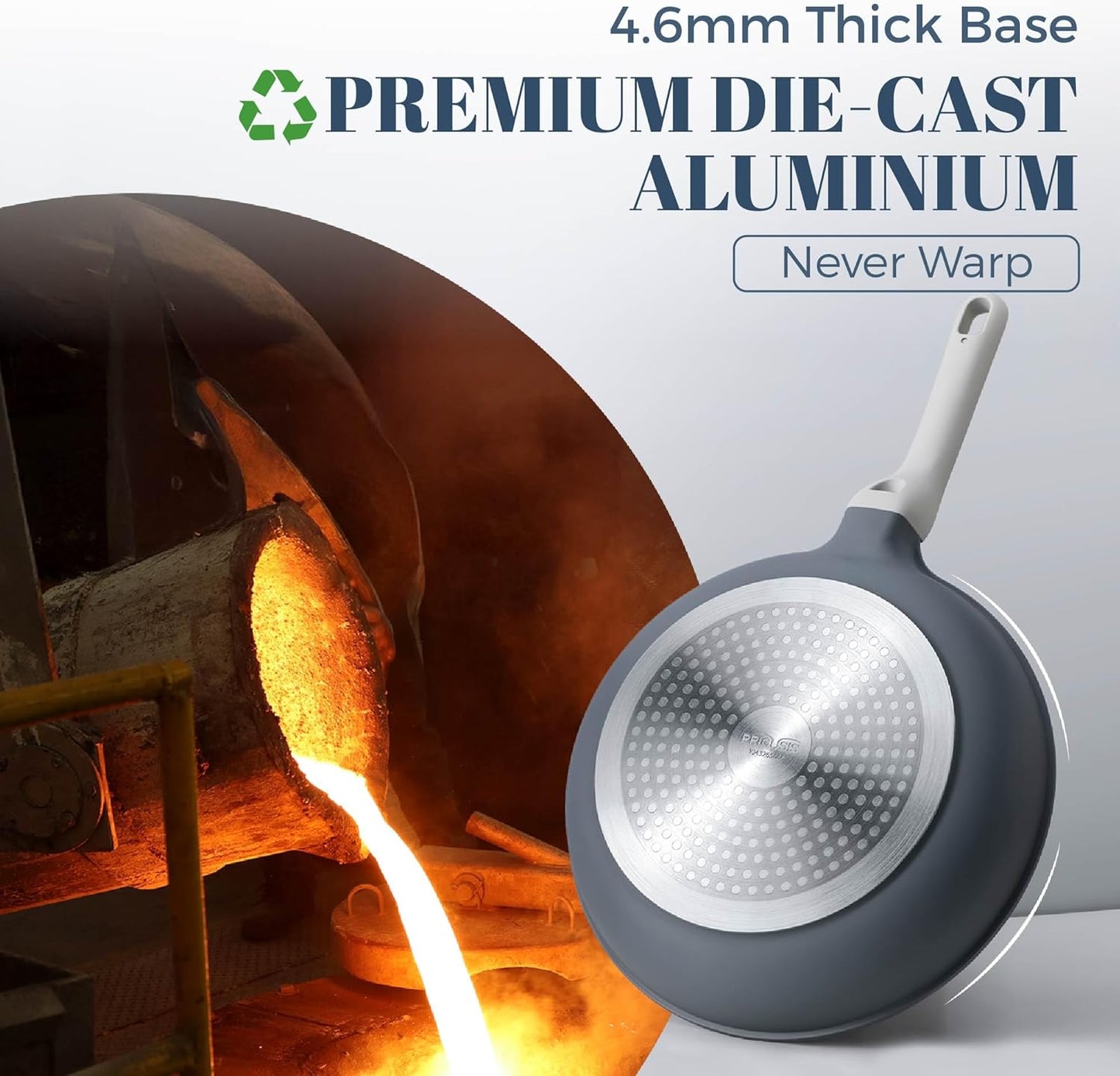 Ceramic Nonstick Deep Saute Pan with Lid, 10/12 Inch Non Toxic Pans with Double Pour Spout, Helper Handle and Lid, Metal Utennsil Safe, Dishwasher Safe, (12 Inch, Gray)