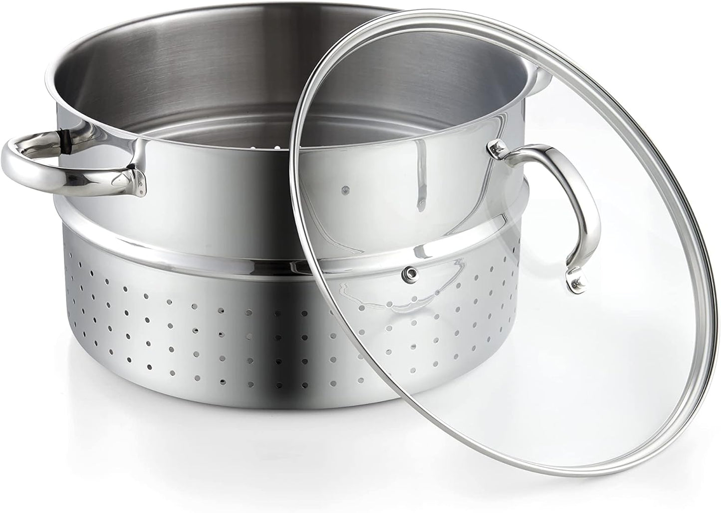 Cooks Standard Canning Juice Steamer Extractor Fruit Vegetables for Making Jelly, Sauces, 11-Quart Stainless Steel Multipot with Glass Lid, Clamp, 2-Pcs Hose