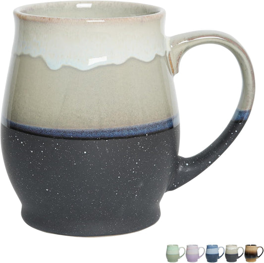 Bosmarlin Extra Large Ceramic Coffee Mug, 25 Oz, Dishwasher and Microwave Safe, Oversized Big Tea Cup for Office and Home, Reactive Glaze (Grey)