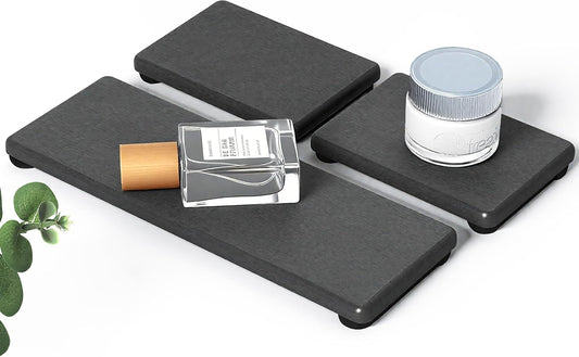 3PCS Stone Drying Tray, Water Absorbing Stone Tray for Sink, Stones Soap Trays, Fast Dry Diatomite Stones Mat,Used for Hand Soaps,Sponge,Toothbrush Holder in Bathroom Counter and Kitchen Sinks