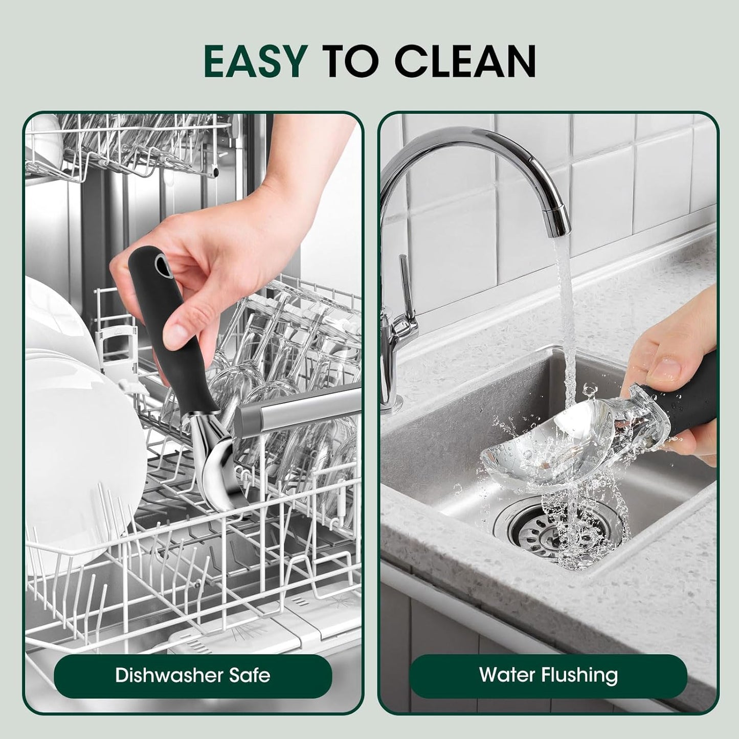 Beneno Heavy Duty Ice Cream Scoop - Upgraded Anti-Fracture Design, Comfortable Grip Long Handle, Effortless Scooping & Dishwasher Safe, Black