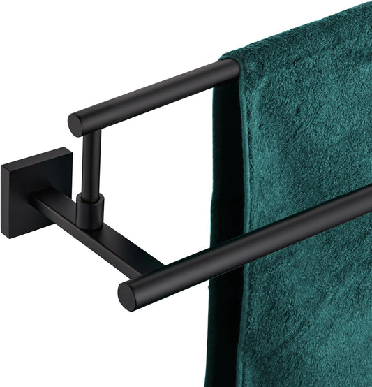 KOKOSIRI Bathroom Towel Bars 32-Inch Double Towel Rails Matte Black Towel Holder Overlength for Kitchen Garage Stainless Steel B5009BK-L32