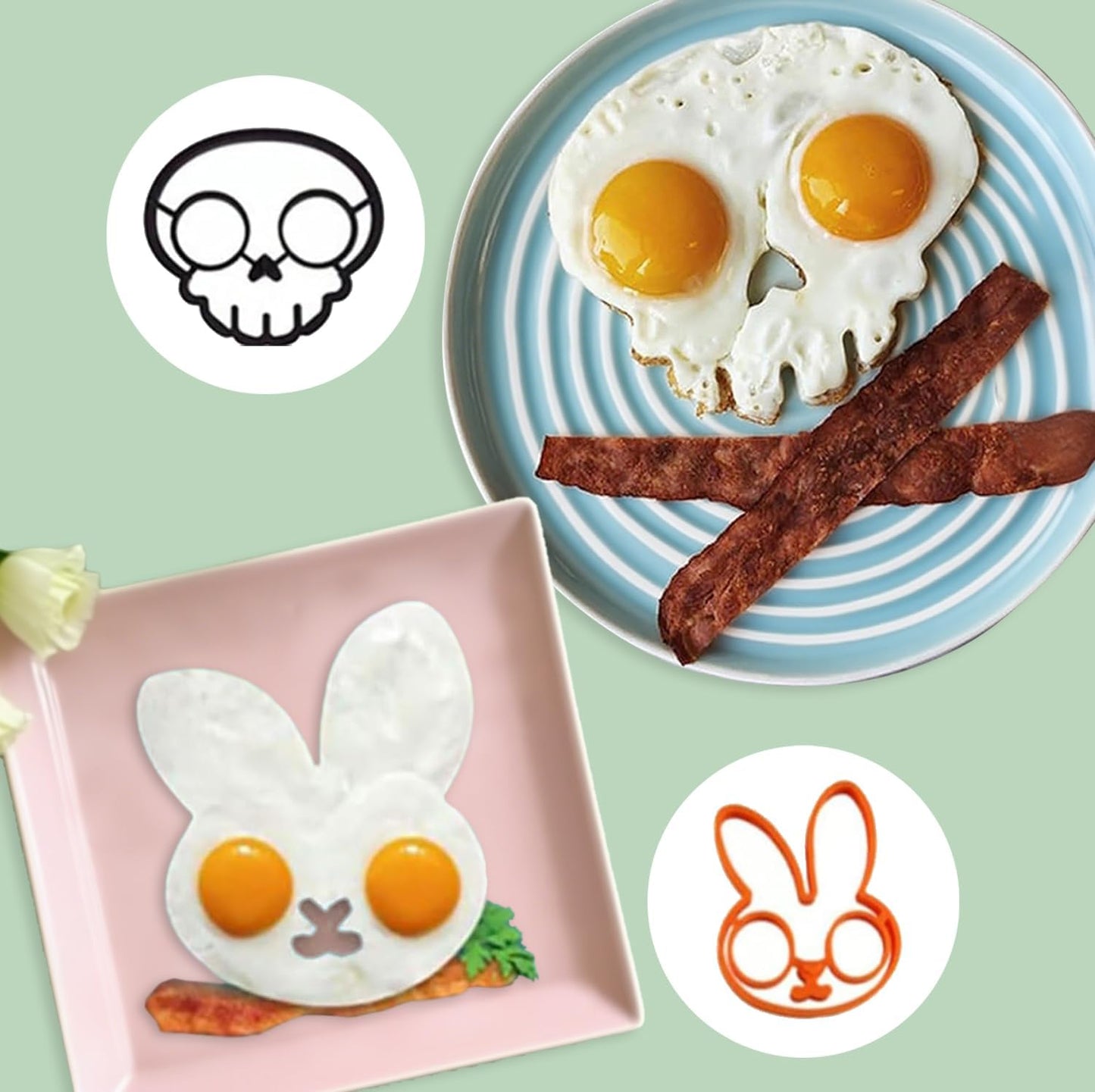 Halloween Horror Skull Egg Mold – Funny Silicone Skeleton Omelette & Pancake Maker, Fried Egg Cooking Mold for Spooky Breakfast, DIY Kitchen Gadget (1pc skull)
