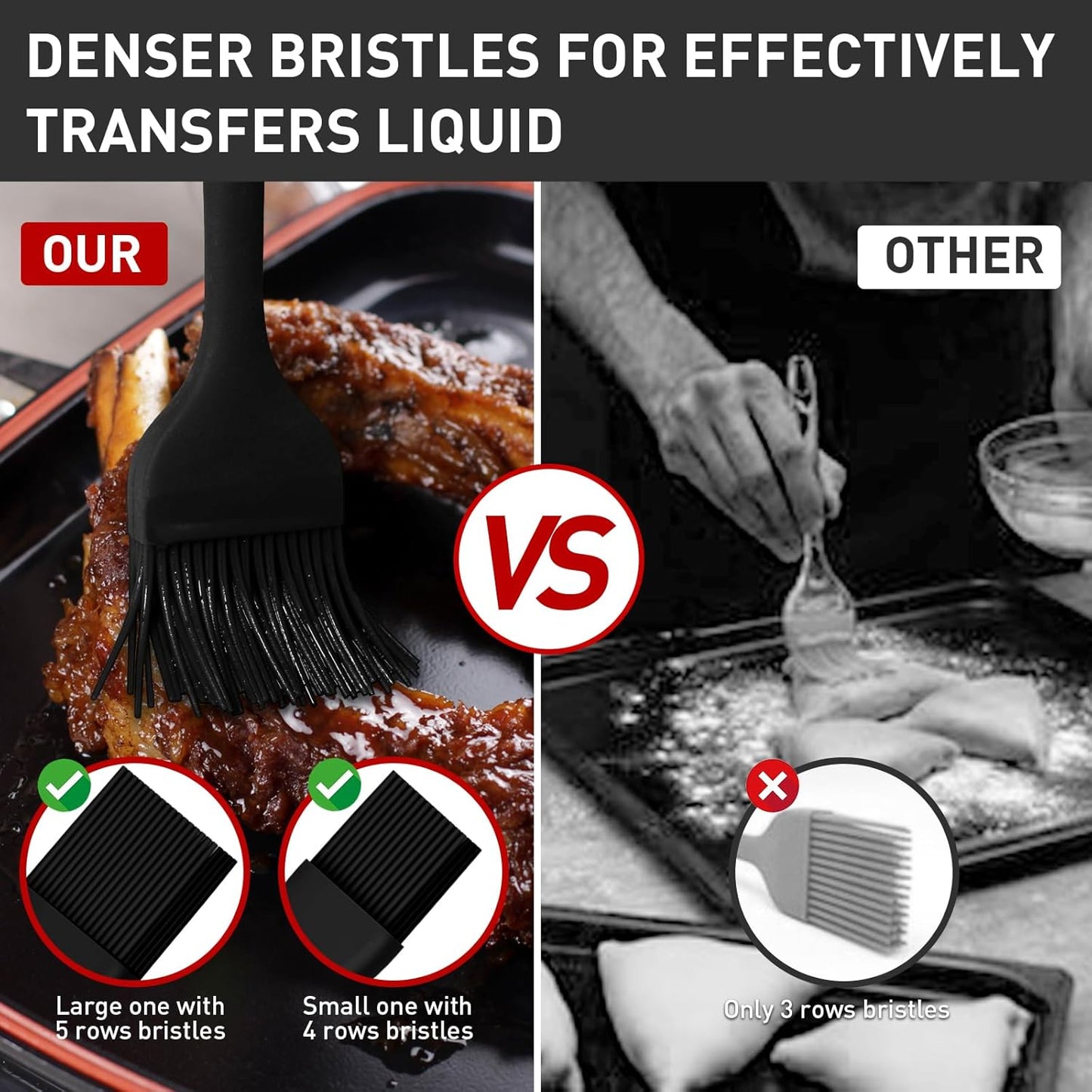 Pastry Brush-Begonia Silicone Basting Brush for Cooking,2pcs 10+8 in Heat Resistant Food Brushes for Baking, Grilling, Cooking and Spreading Oil (Black)