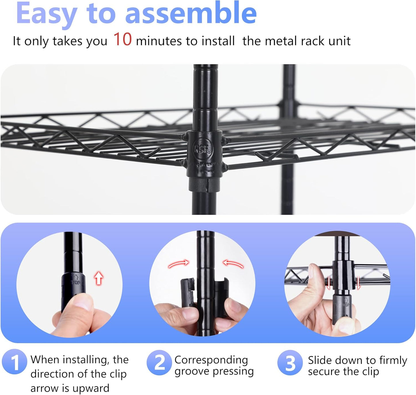 FDW Wire Shelving Units Adjustable Metal Storage Rack 23D x 13W x 30H 3 Tier Pantry Shelves NSF Kitchen Shelf for Kitchen Garage Commercial Small Places,Black