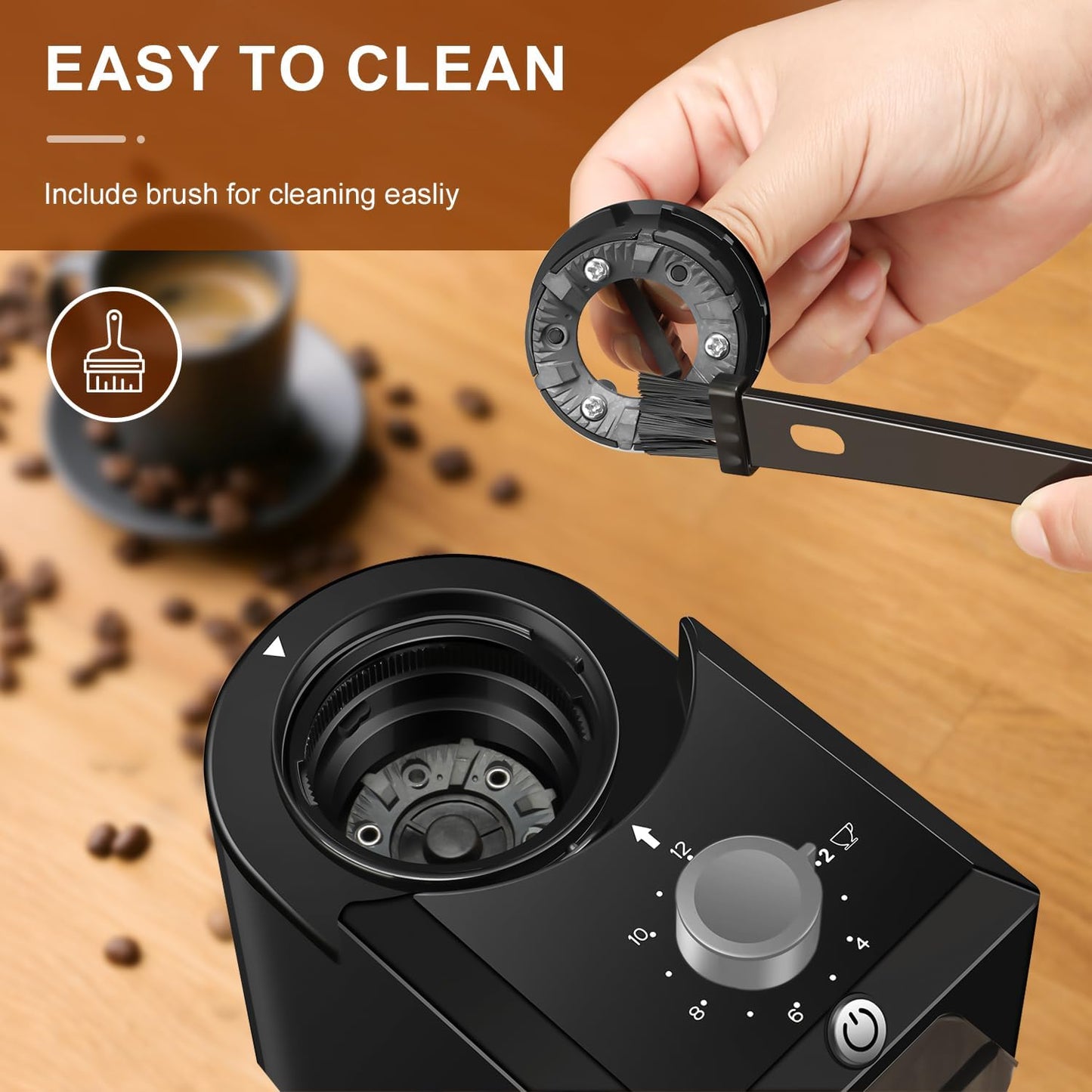 Electric Burr Coffee Grinder,Adjustable coffee grinder with 28 Precise Grind Setting for French Press, Drip Coffee and Espresso,12 Cups, (Black+ Light Gray)