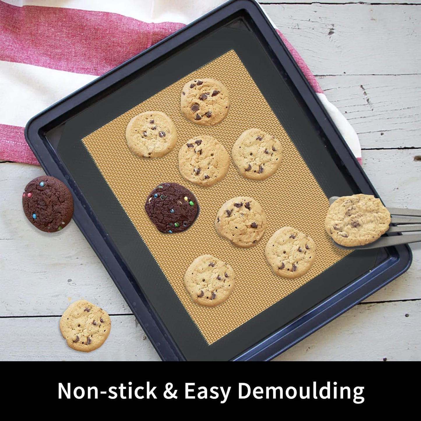 Small Silicone Baking Mats, Set of 4,11-4/5x8-1/4 Inch Quarter Sheet Size, Non Stick, BPA Free, 1/4 Baking Sheet Pan Liner for Cookies, Macaron, Bread, Pastry, Toaster (Grey)