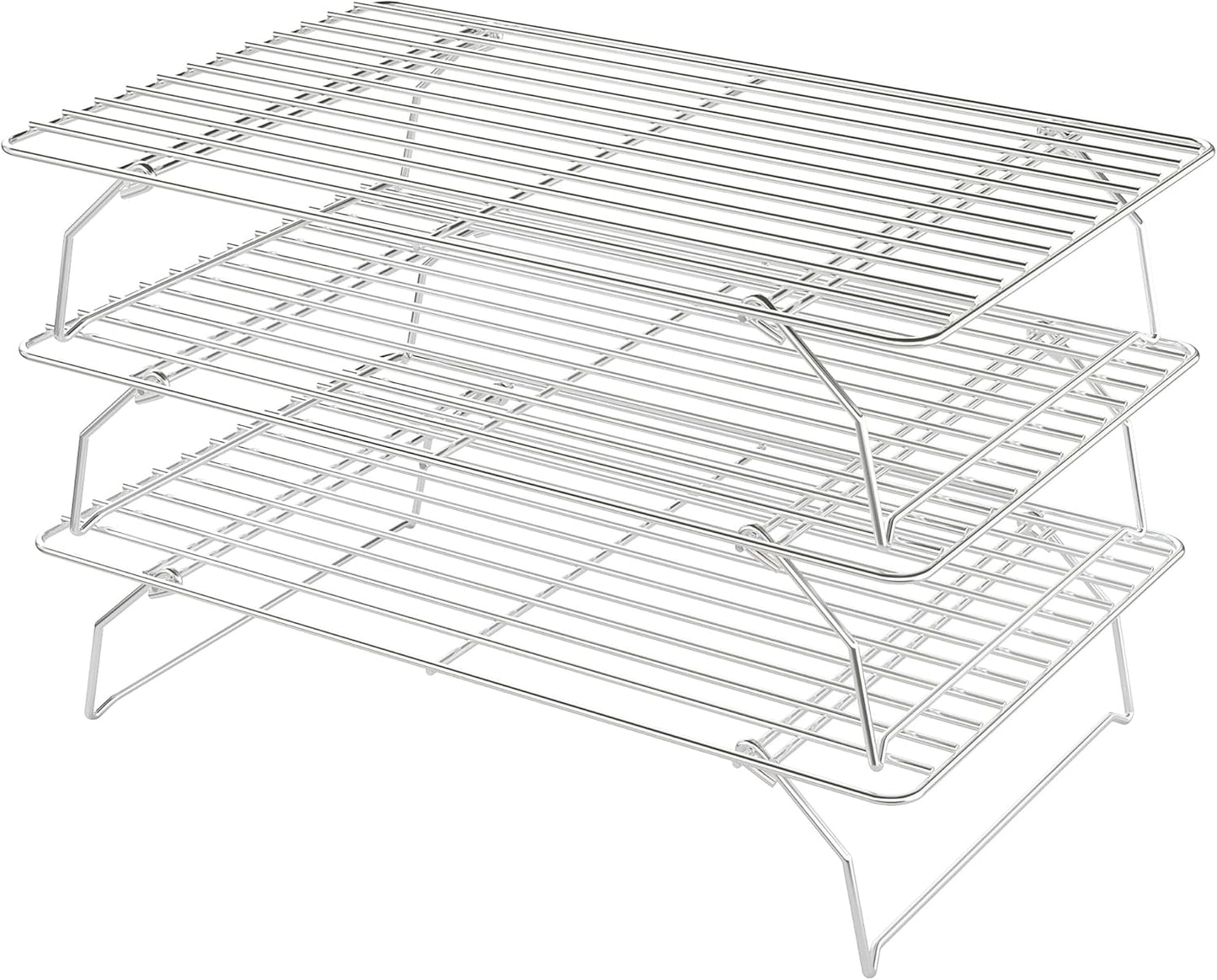 Cooling Racks for Cooking and Baking - 3 Tier Stackable Grid Wire Baking Rack for Oven Cooking, Baking, Grilling, Roasting -Dishwasher Safe Bacon Rack