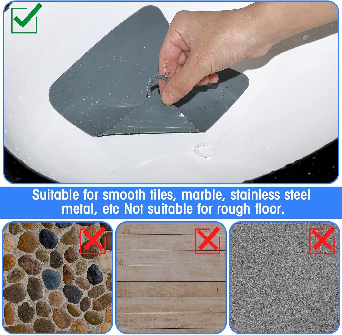 Yinkin 6 Pcs Drain Covers to Keep Bugs Out Silicone Shower Floor Tub Stoppers Bathtub Drain Stoppers Sewer Anti-Odor Mats Deodorizing Plugs for Bathroom(4.72 x 4.72 Inch,Square,Grey and White)