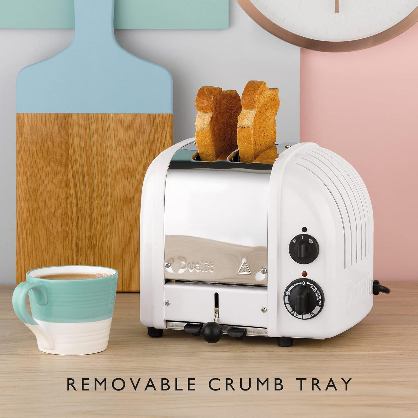 Dualit Classic 2 Slice NewGen Stainless Steel Toaster, White - Hand Built in the UK, Replaceable ProHeat® Elements – Slot Selector, Defrost Bread, Mechanical Timer-For Toast, Bagels & More