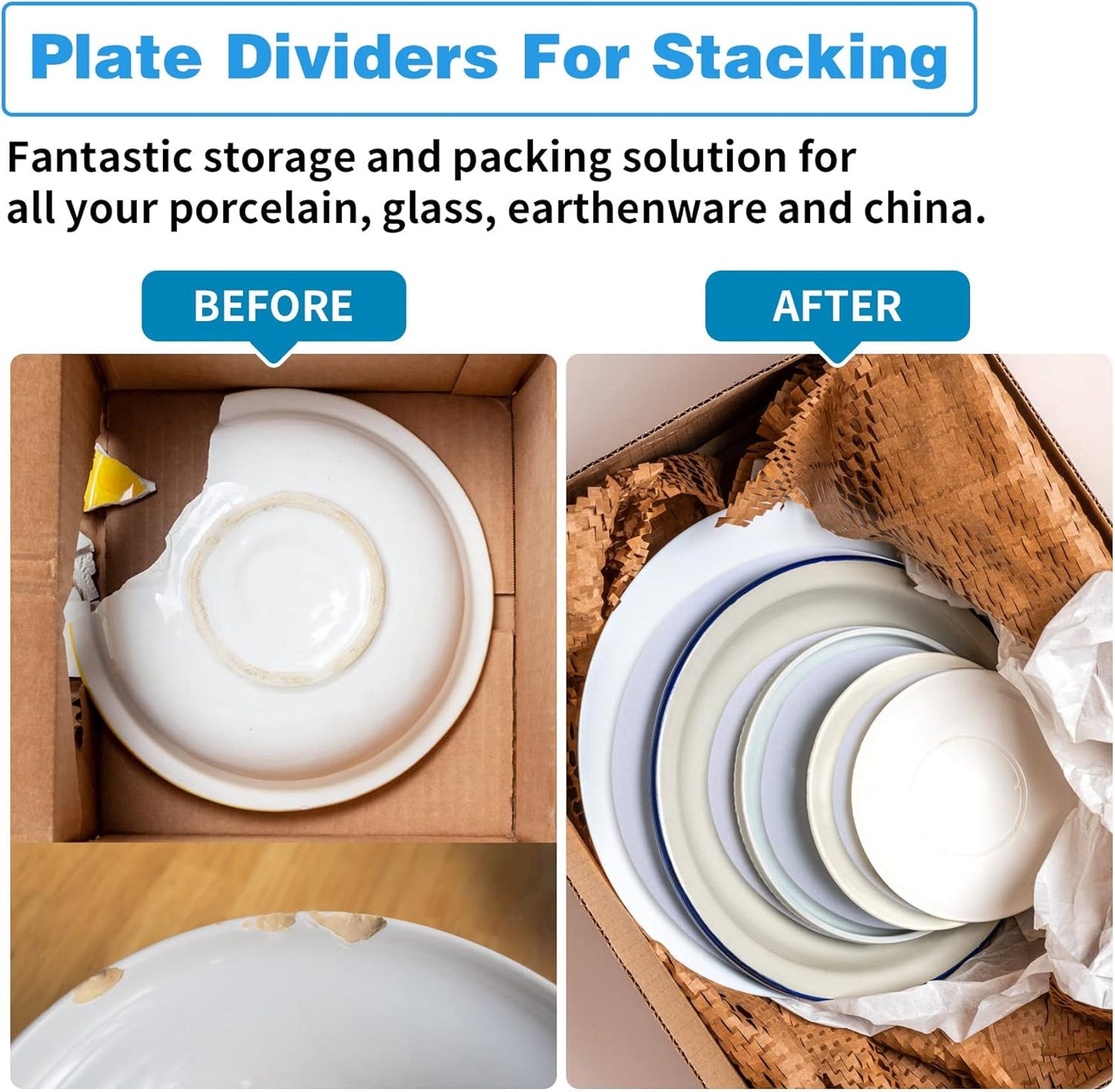 Imncya Plate Separators Storage, Set Of 60 And 3 Different Size, Thick and Premium Soft Felt Plate Dividers For China, Dish, Coffee Saucers Protecting and Stacking