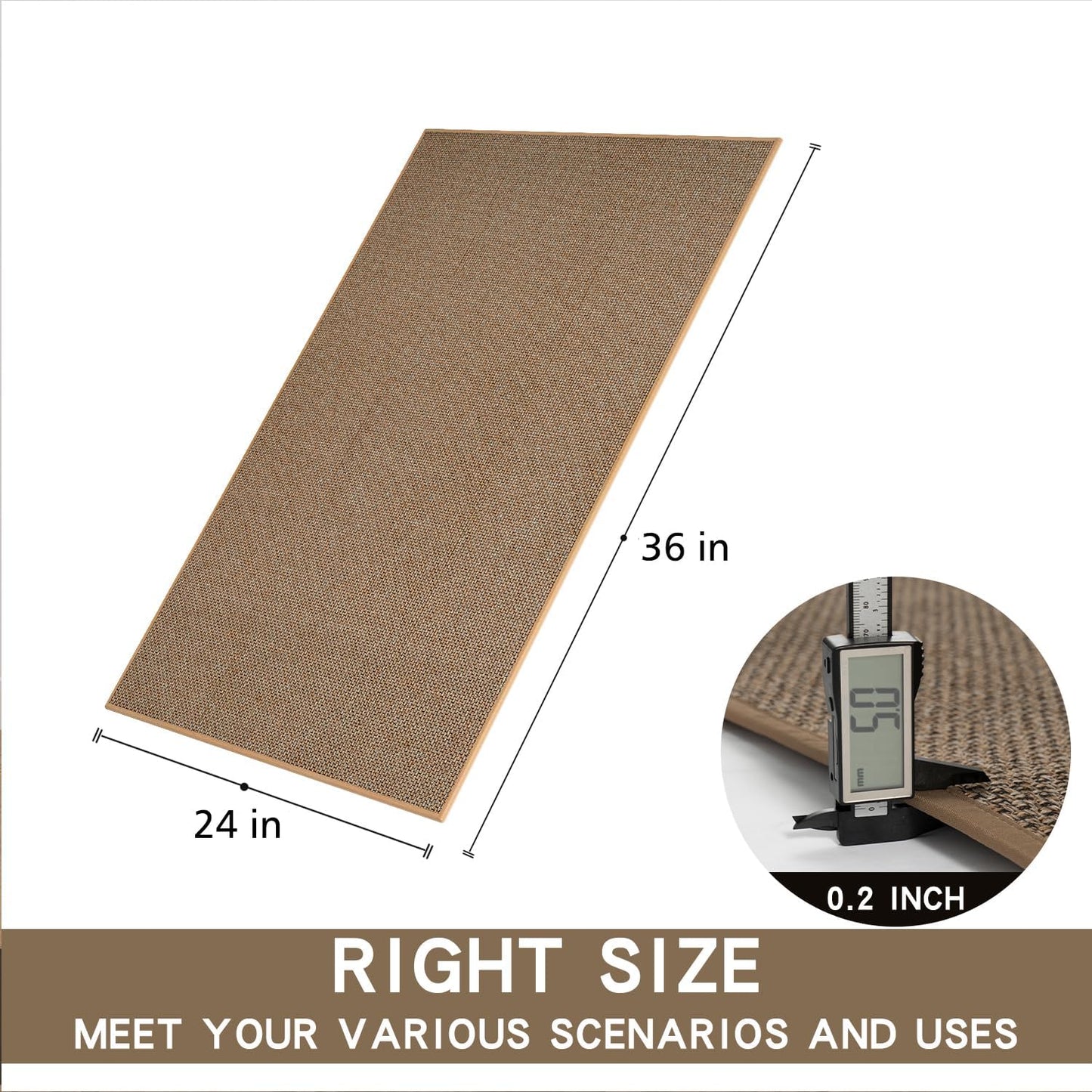 Kitchen Mat 1 PCS, Cushioned Non Slip Rugs for Kitchen Floor, Absorbent Runner Comfort Standing Mats Washable for Kitchen, Office, Home (Brown, 24"x36")