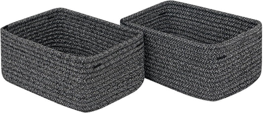 CubesLand Mixed Black Baskets Bins for Organizing,Small Woven Storage Baskets for Shelves,Cute Closet Cube Bins Set 2,Baby Nursery Cube Organizer Toys Basket Bin,Home Decor Organization Bins