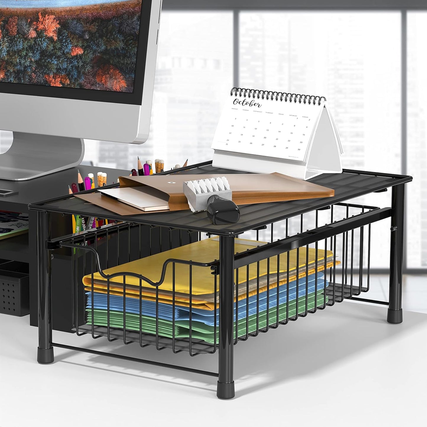 Simple Houseware Stackable Basket Drawer, Black