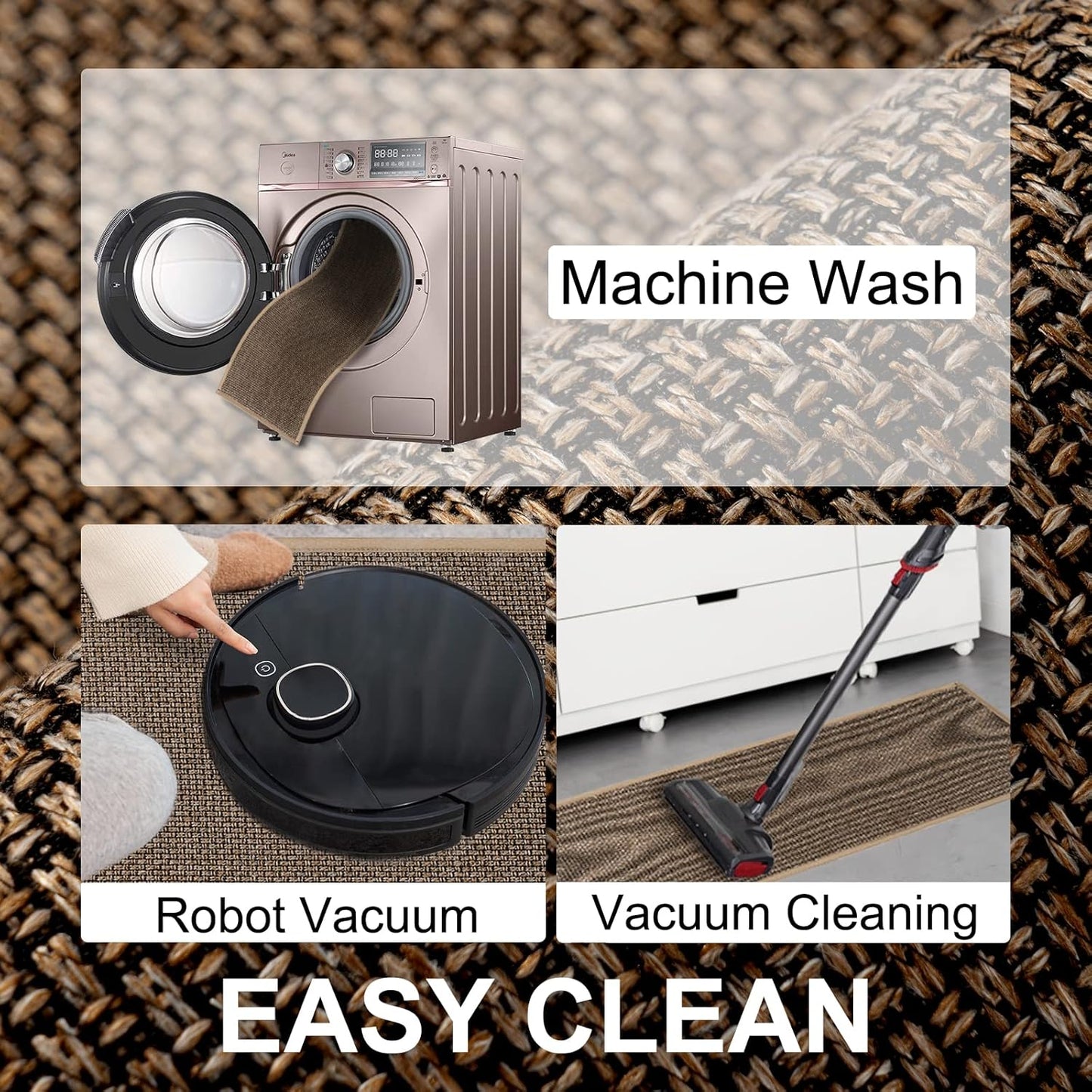 Kitchen Mat 1 PCS, Cushioned Non Slip Rugs for Kitchen Floor, Absorbent Runner Comfort Standing Mats Washable for Kitchen, Office, Home (Brown, 17.3"x95")