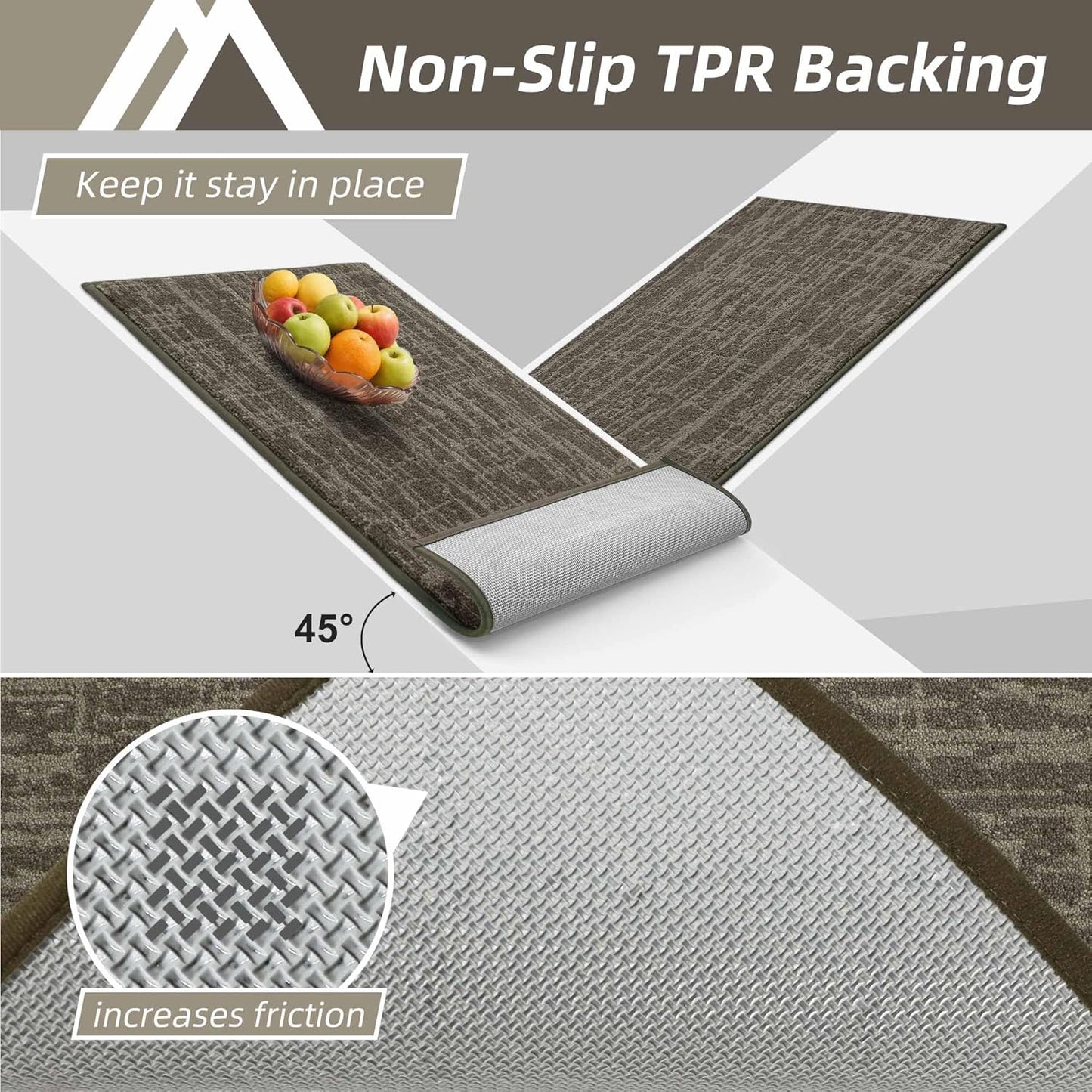 COSY HOMEER Kitchen Rugs Non Slip Washable 24"x36"+24"x60" Absorbent Soft Kitchen Mats for Floor Polyester Kitchen Runner Rug Sets of 2 Kitchen Floor Mats for Sink Mat,Hallway,Laundry,Light Brown