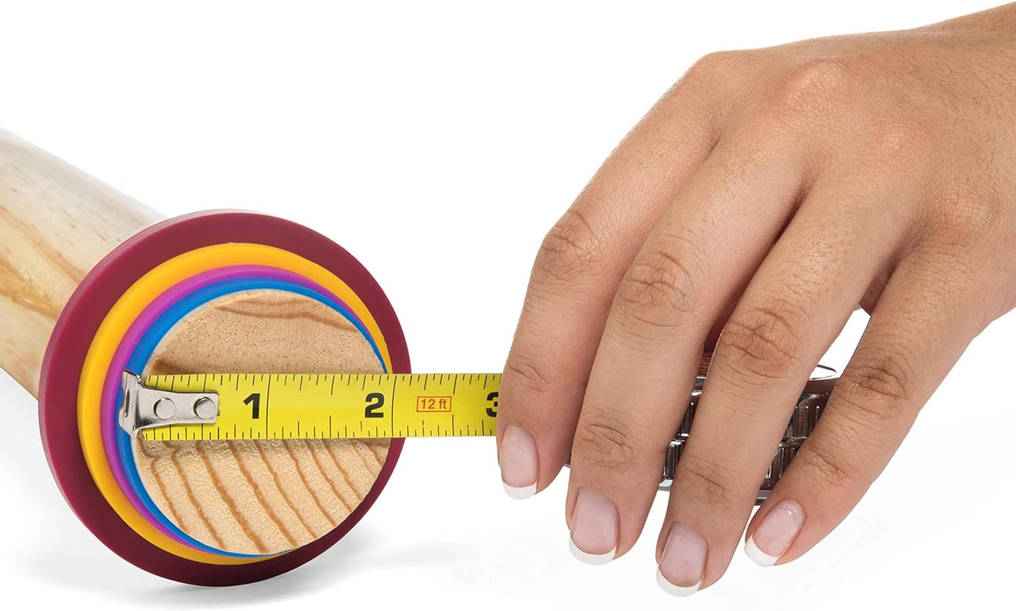 GreenOlive Rolling Pin Guide Ring Spacer Bands (8 Piece Set) Multicolored Flexible Silicone Slip On Baking Accessories Fit 1 3/4” to 2” Wide Dough Rollers