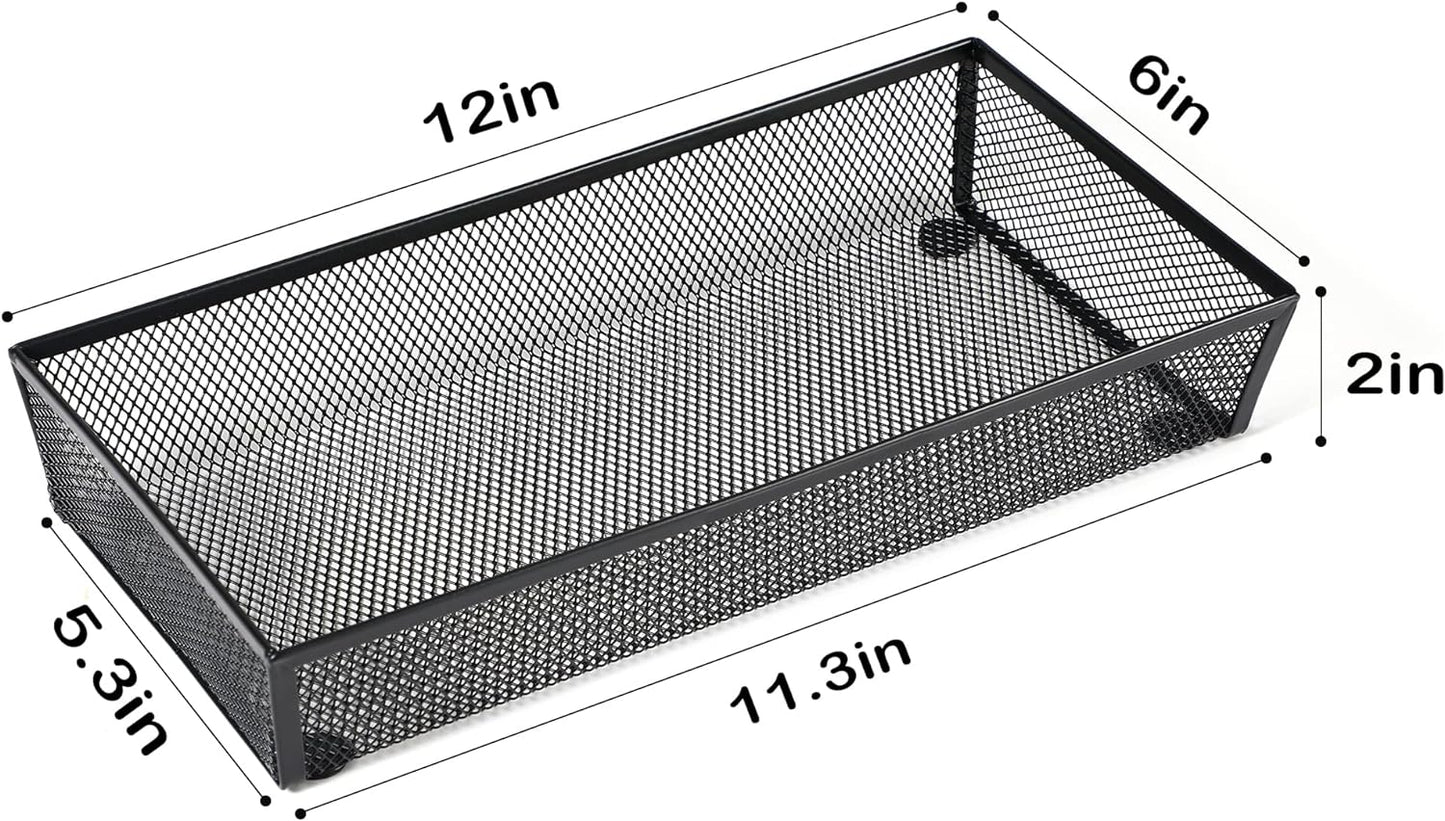 BYCY 3 Pack Mesh Flatware Drawer Organizer for Kitchen/Office/Home Tools,Spoon Knife Fork Organizers Box Utensil Tabletop Storage Tray (12 x 6 x 2 Inch)