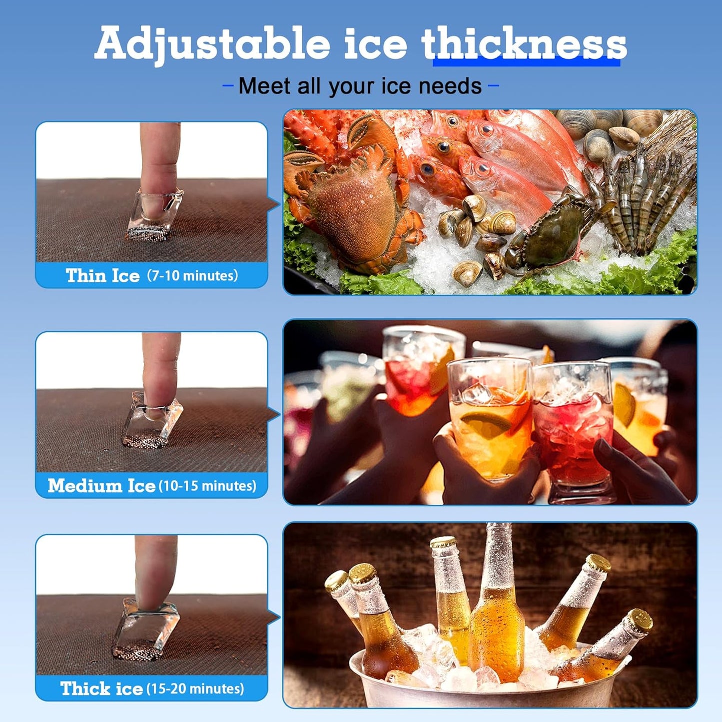 Commercial Ice Maker Machine 200lbs/24H with 34lbs Storage, Stainless Steel Undercounter/Freestanding Ice Machine 2 Water Inlet Modes 55Ice/Cycle, Self-Cleaning for Homes Restaurants Bars