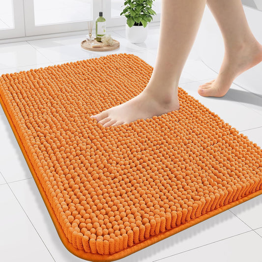 Arotive Bathroom Rugs 24x16, Extra Soft Absorbent Shaggy Chenille Bath Rugs, Machine Washable Rubber Backing Non-Slip Bath Mats for Bathroom Floor Tub and Shower, Home Decor Accessories, Coral