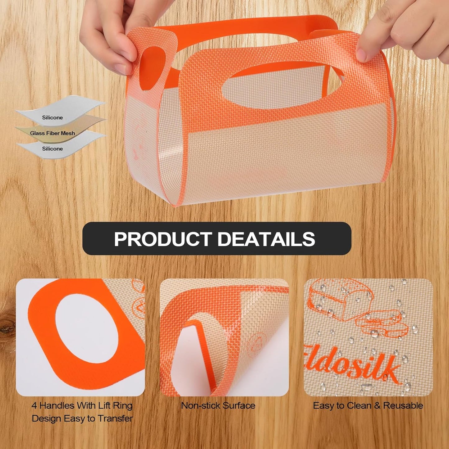 100 Pcs Unbleached Parchment Paper & 1 Pcs Silicone Loaf Pan Liner Set - Non-Stick Precut 9’’x5’’Bread Baking Sheets & Reusable Sourdough Sling with 4 Handles