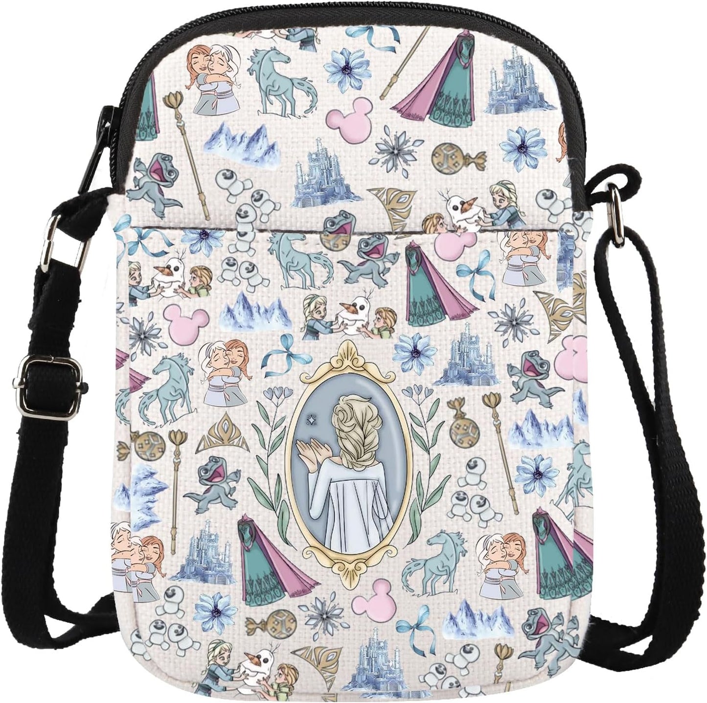 GJTIM Elsa Princess Gift Elsa Merchandise Princess Elsa & Anna Fan Gift Princess Cartoon Character Gift Crossbody Bag