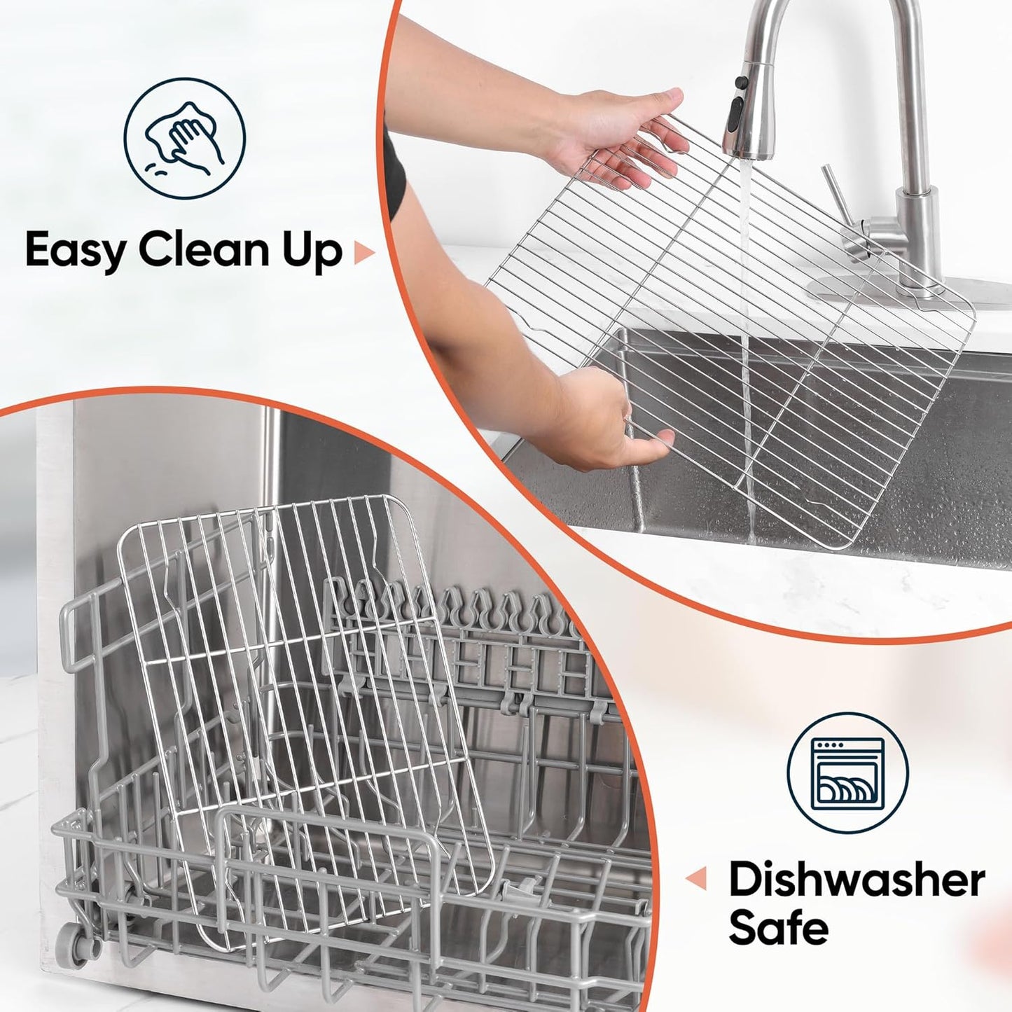 Homikit Wire Rack for Cooking, Stainless Steel Large Baking Cooling Rack for Oven Cooking Roasting Grilling Bacon Cookies, Fit Jelly Roll Sheet Pan, Dishwasher Safe,15.2”*11.2”