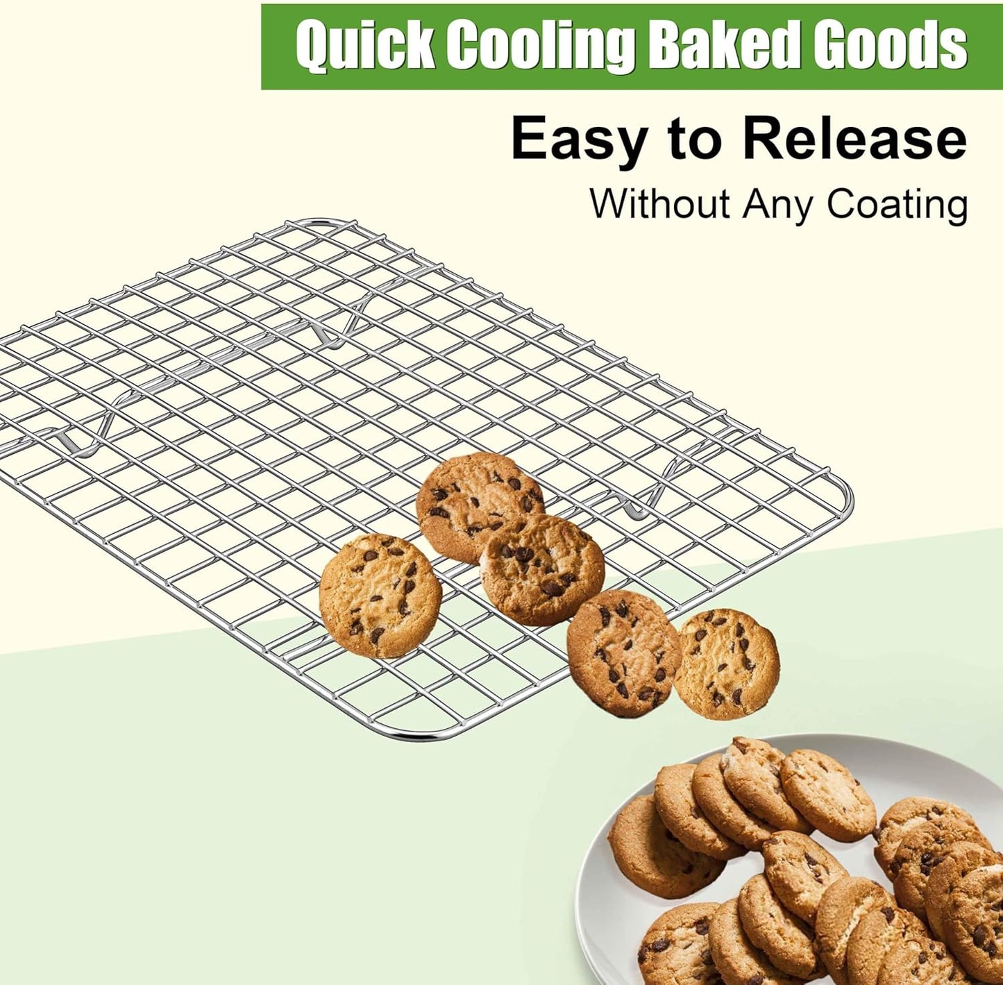 Homikit 2 Pack Cooling Rack Set, 12" x 9" Stainless Steel Baking Rack for Bacon Bread Pizza, Metal Wire Oven Racks for Cooking Roasting Fit Quarter Sheet Pan, Rust Free & Dishwasher Safe