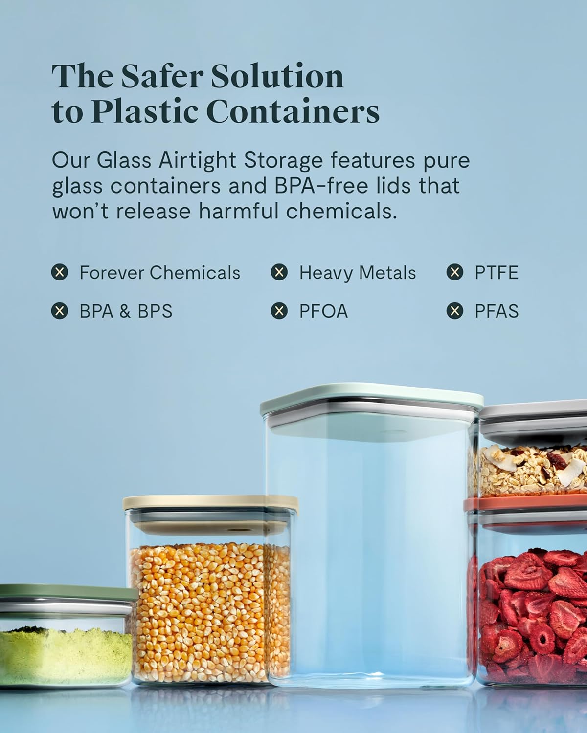 Caraway 1qt Glass Airtight Food Storage Container with Lid – Non-Toxic, BPA-Free Kitchen Storage Container – Stackable, Space-Saving Airtight Container for Dry Goods and More - Navy