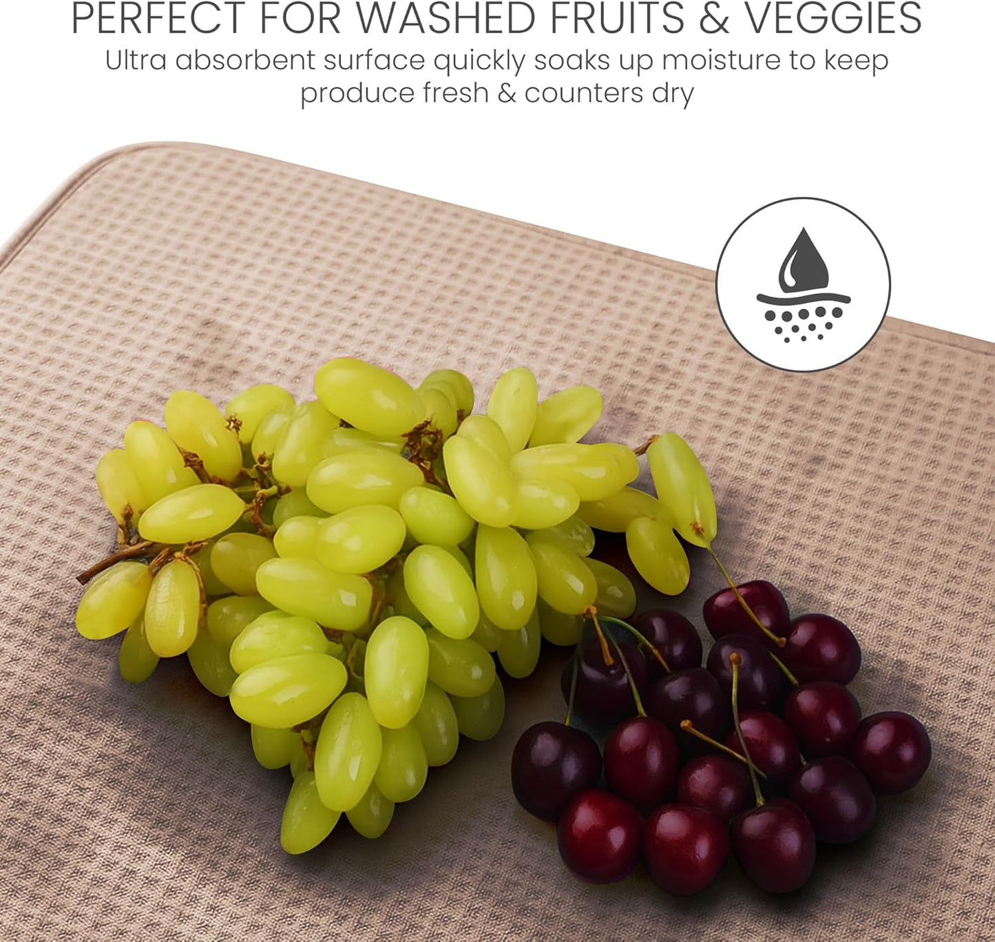 Bellemain XXL Dish Mat 24" x 17" ( LARGEST MAT ) Microfiber Dish Drying Mat , Super absorbent ( Mocha )