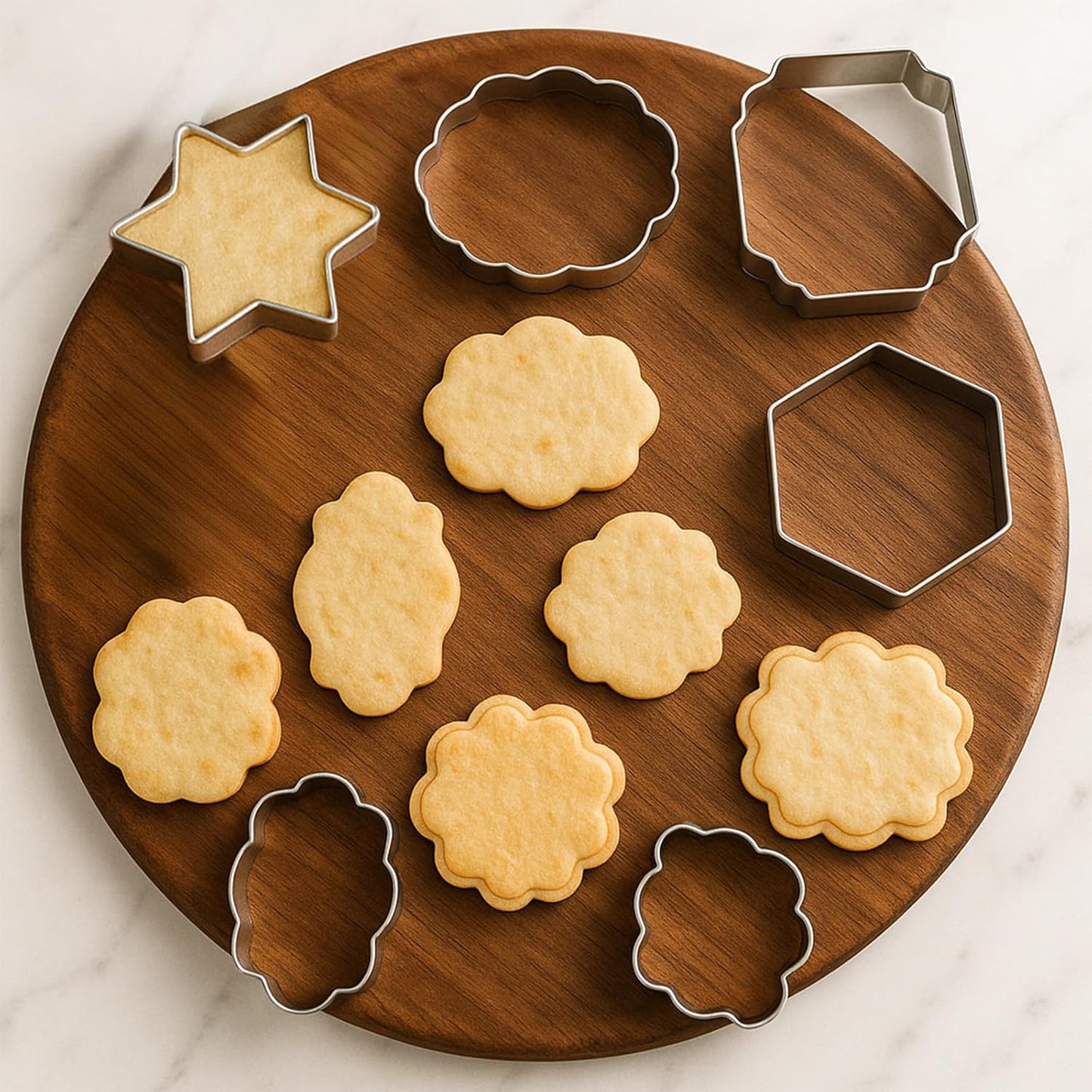 Large Plaque Cookie Cutter Set 25 Pcs Frames Cookie Cutters Stainless Steel DIY Fondant Cutters Molds for Baking MakingCookies Biscuit Fruit Diswasher Safe