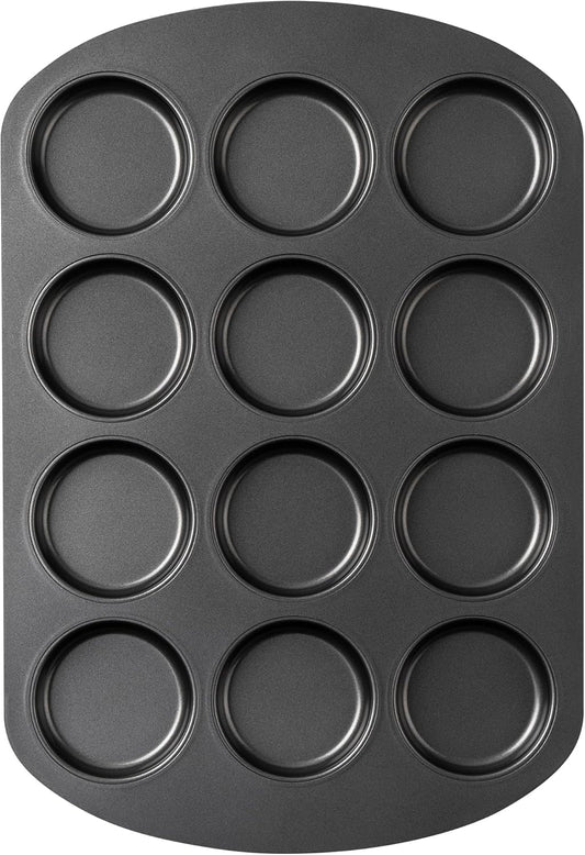 Tiawudi Muffin Top Pan, 12 Cavity Cupcake Pan, 3 Inch Nonstick Bakeware for Eggs, Cornbread, Cookies, Whoopie Pies and Yorkshire Pudding